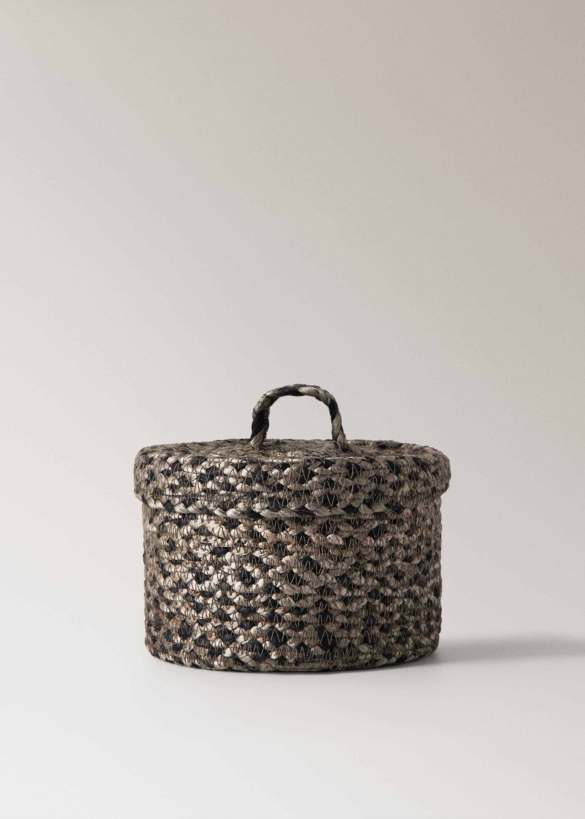 Medium melange jute basket with lid - Article without model