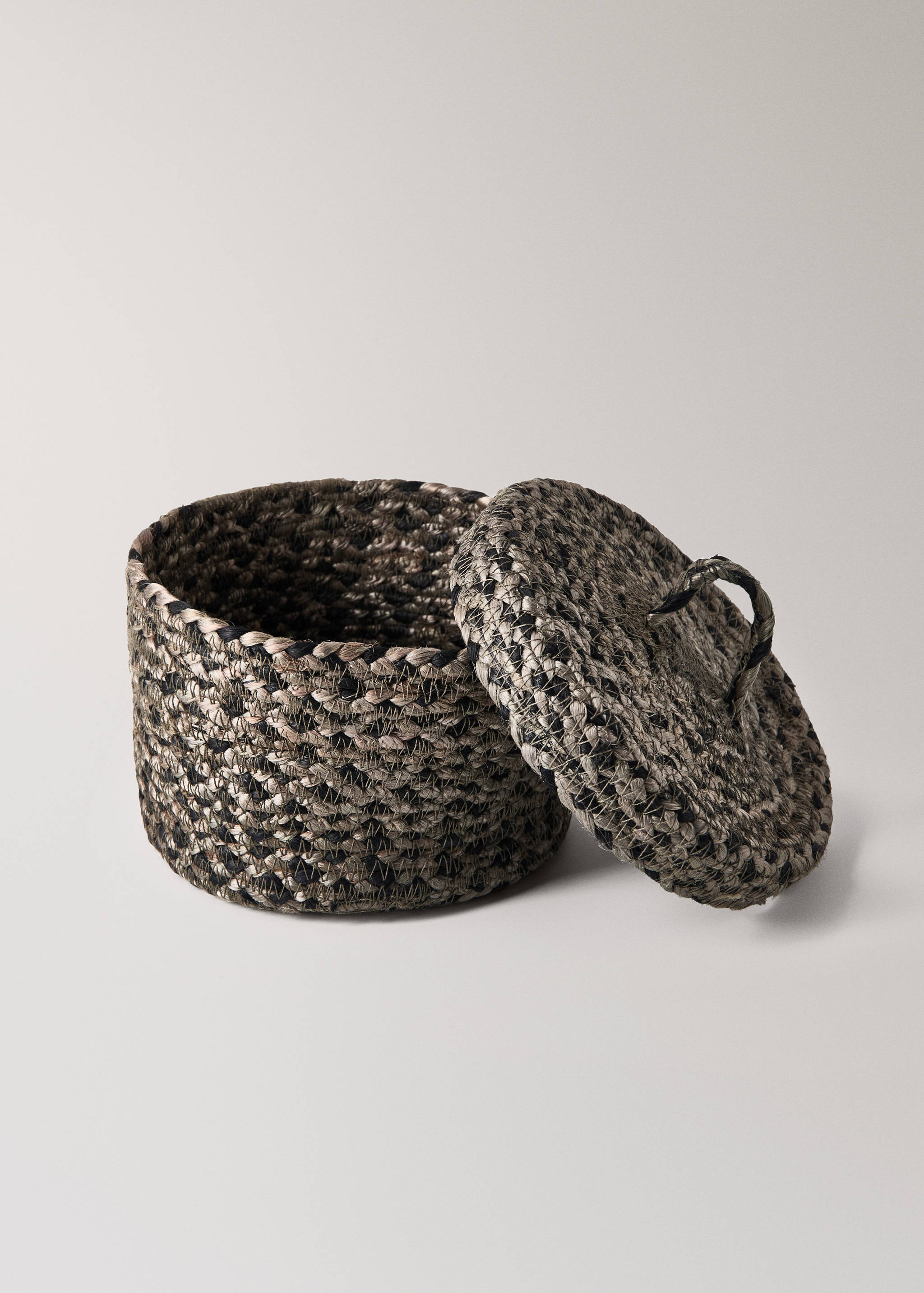 Medium melange jute basket with lid - Details of the article 1