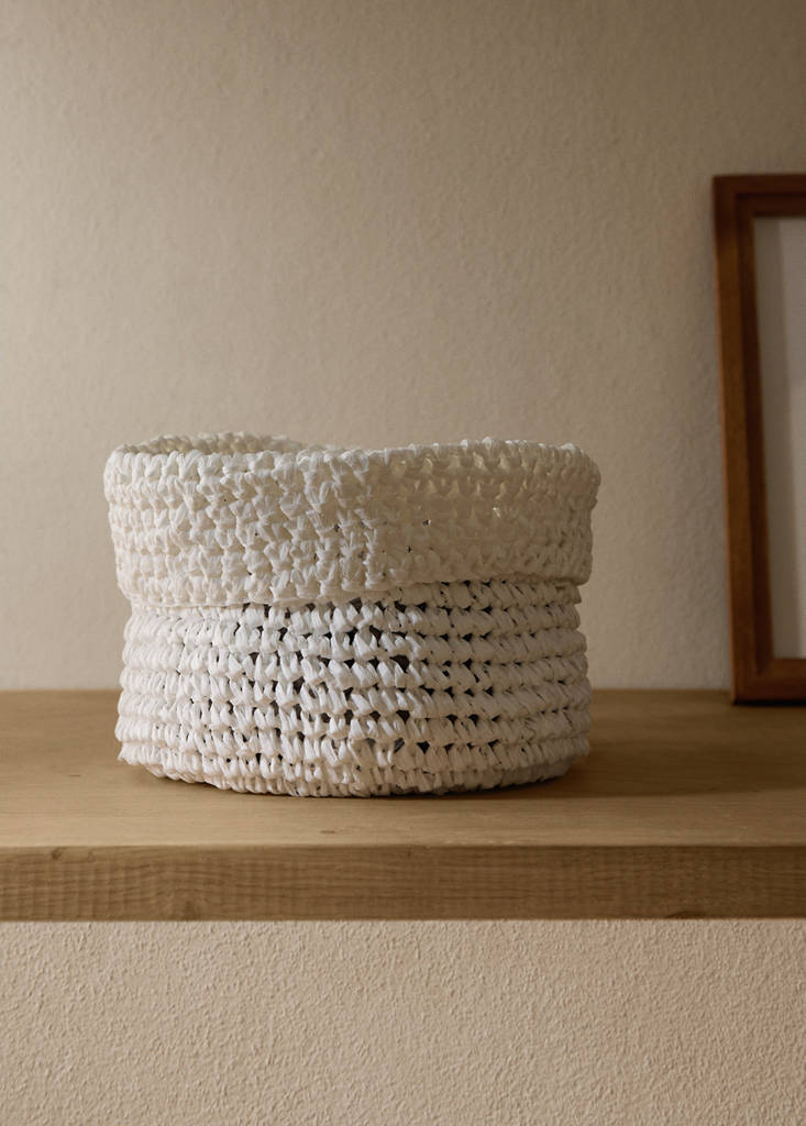 MANGO HOME - Panier en papier et crochet blanc - Taille unique