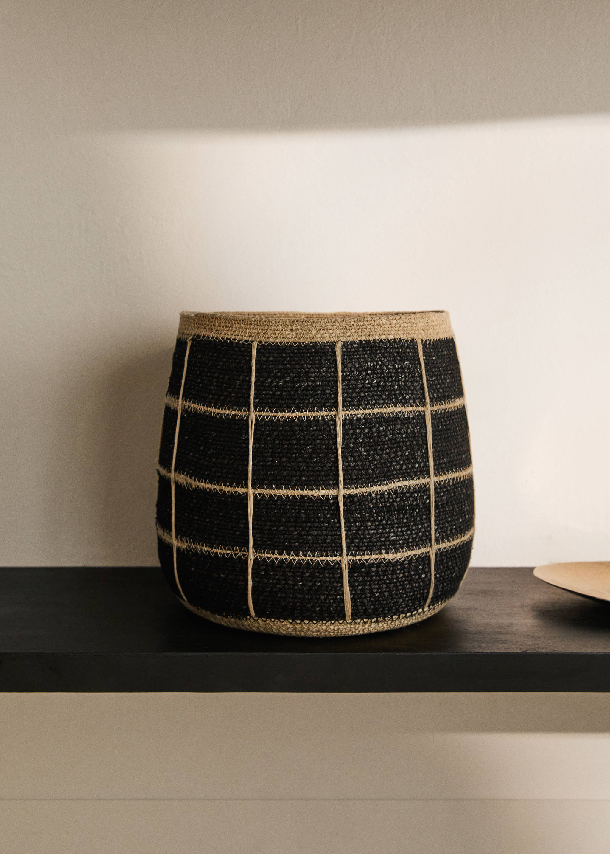 Panier moyen en jonc de mer à carreaux - Plan général