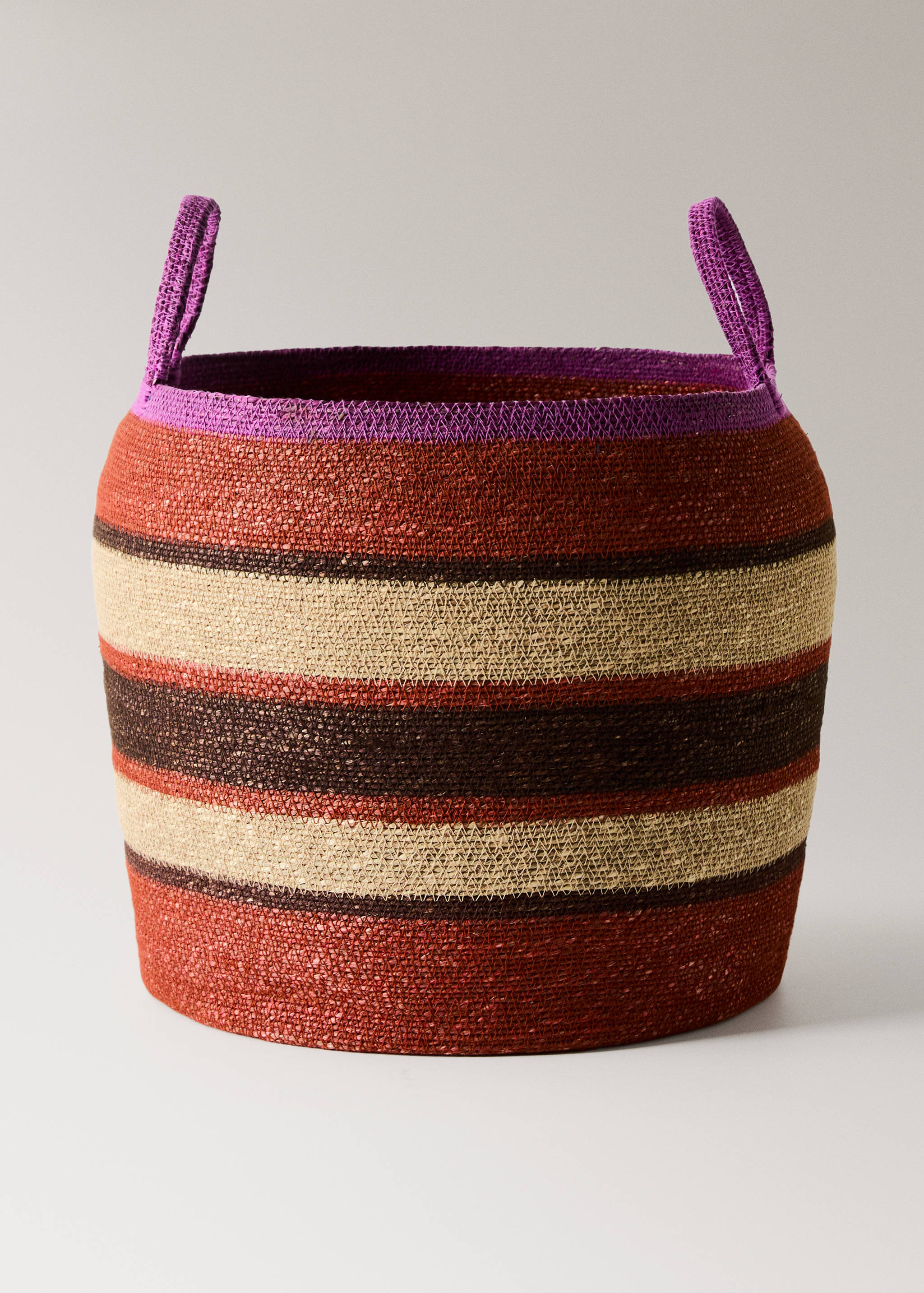 Large multi-coloured seagrass basket with handle - Article without model