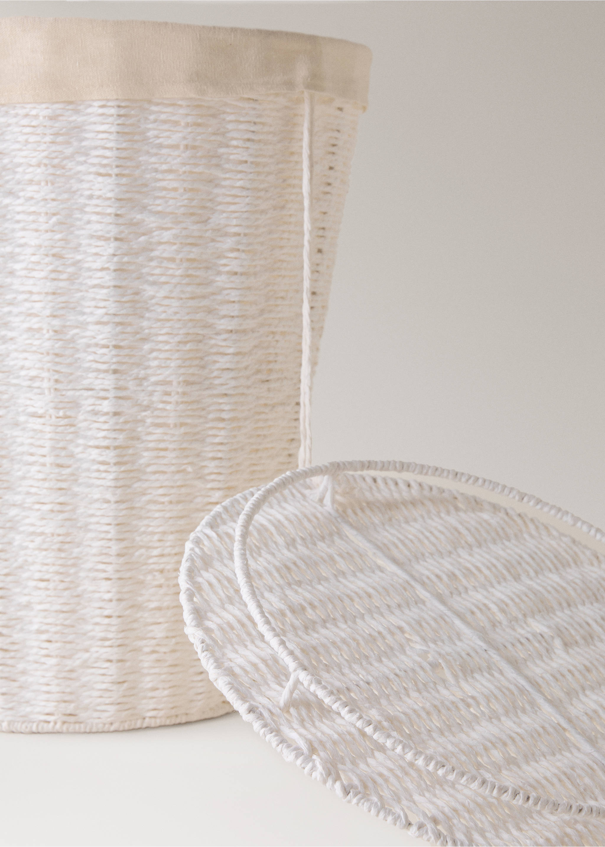 Large round paper clothes basket - Details of the article 2, White. Ref: 17001557-00.