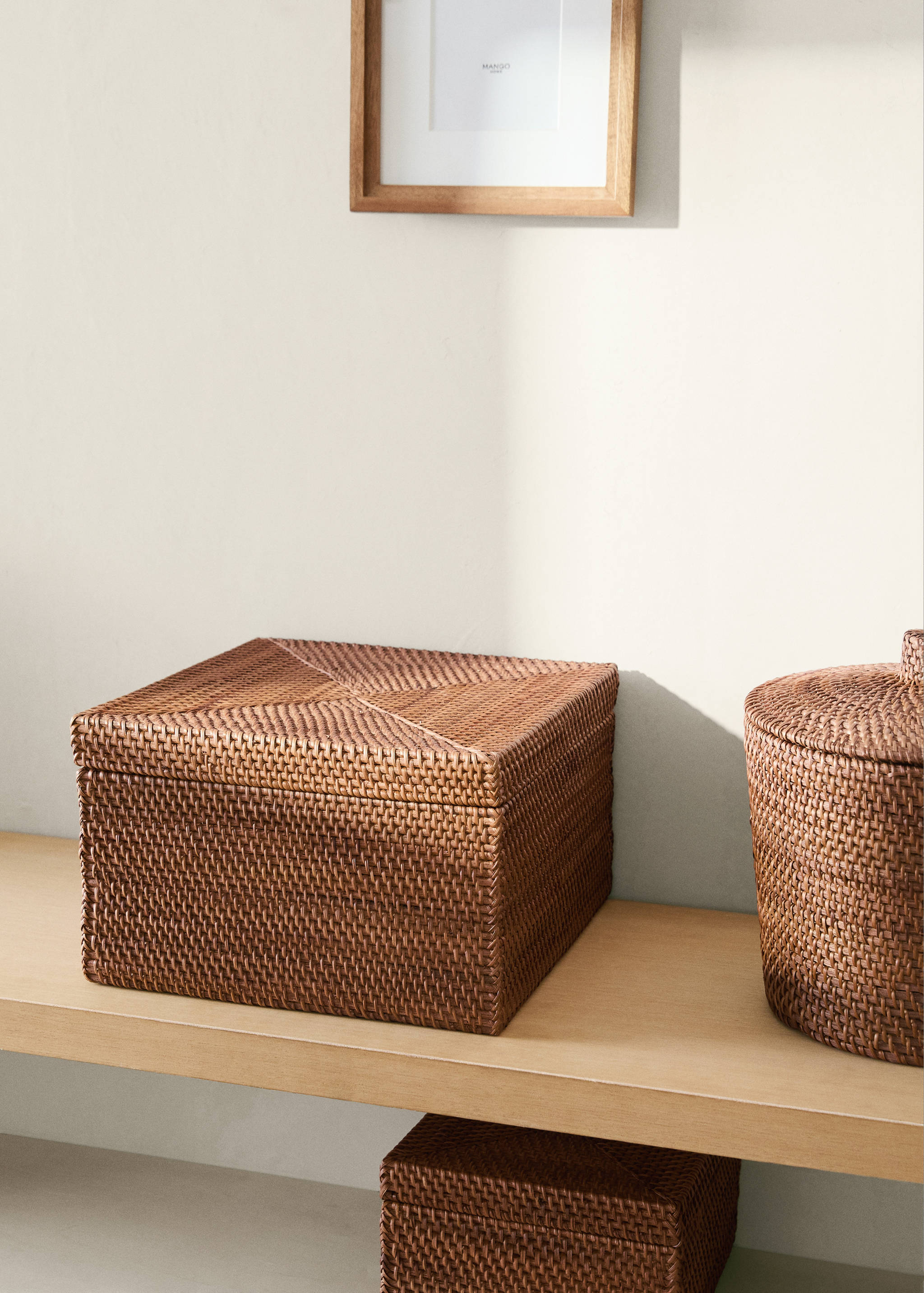 Medium thin rattan box - General plane