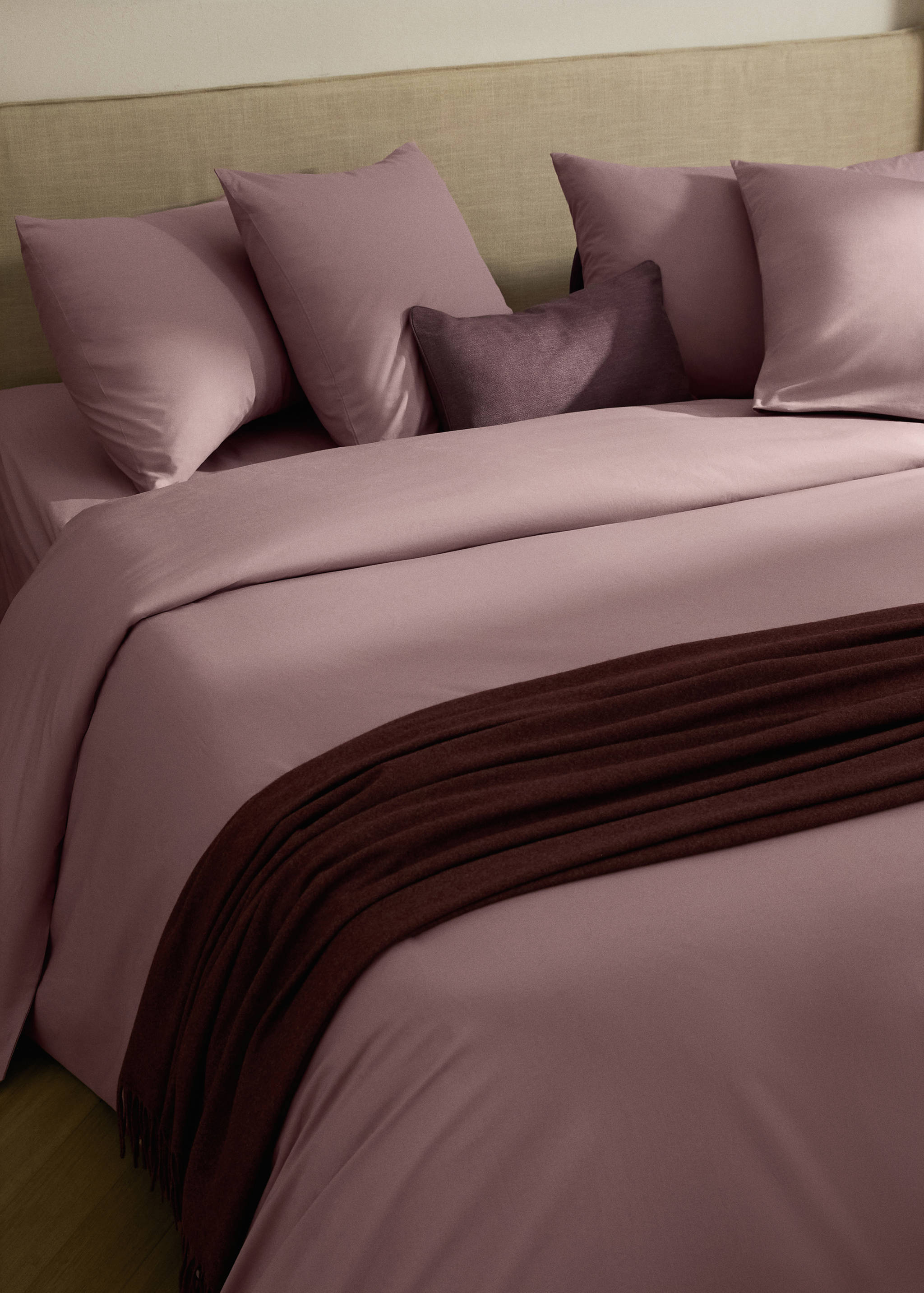 Percale cotton duvet cover with linen trim Queen bed - Details of the article 7