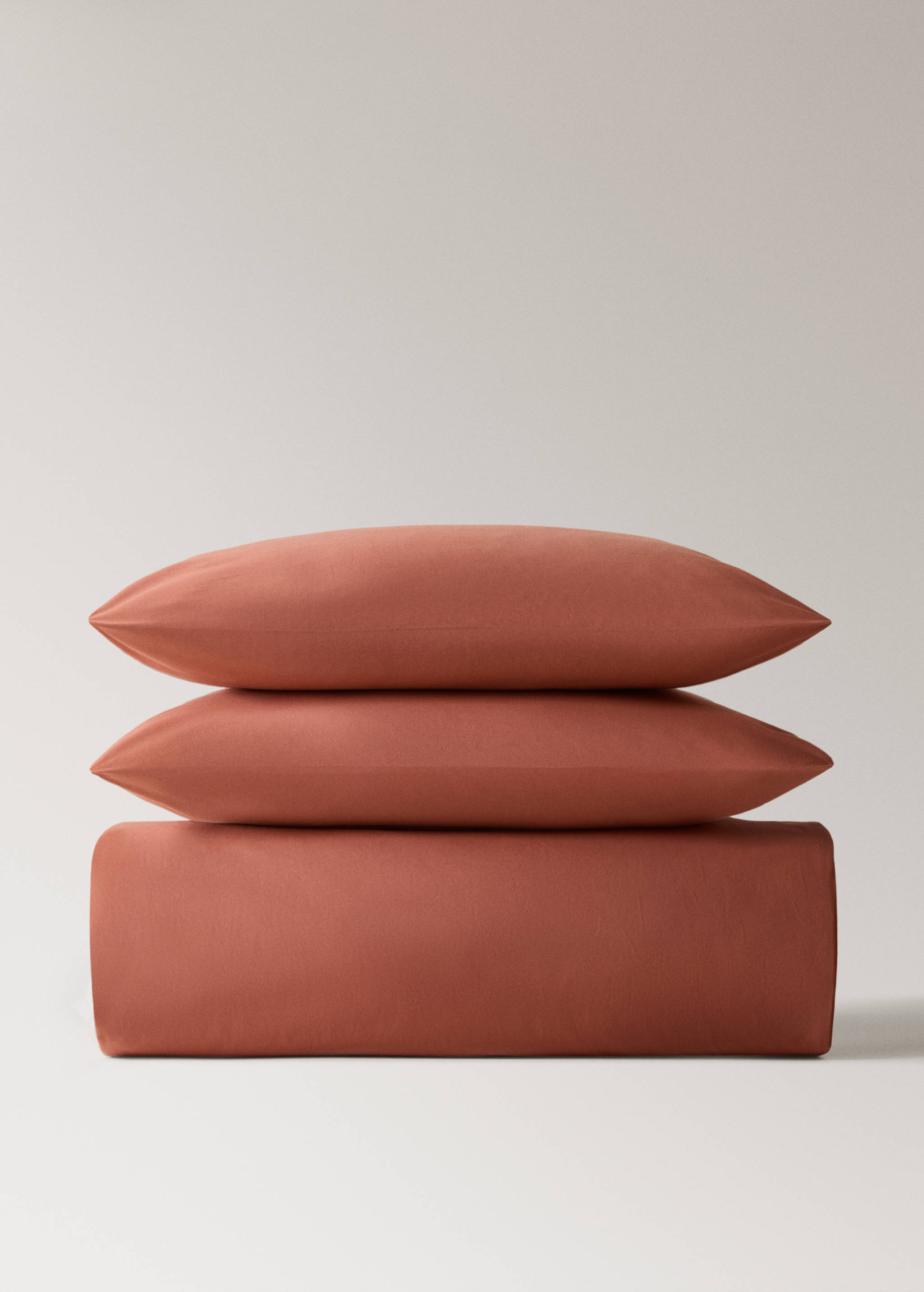 Percale cotton duvet cover with linen trim Queen bed - Article without model