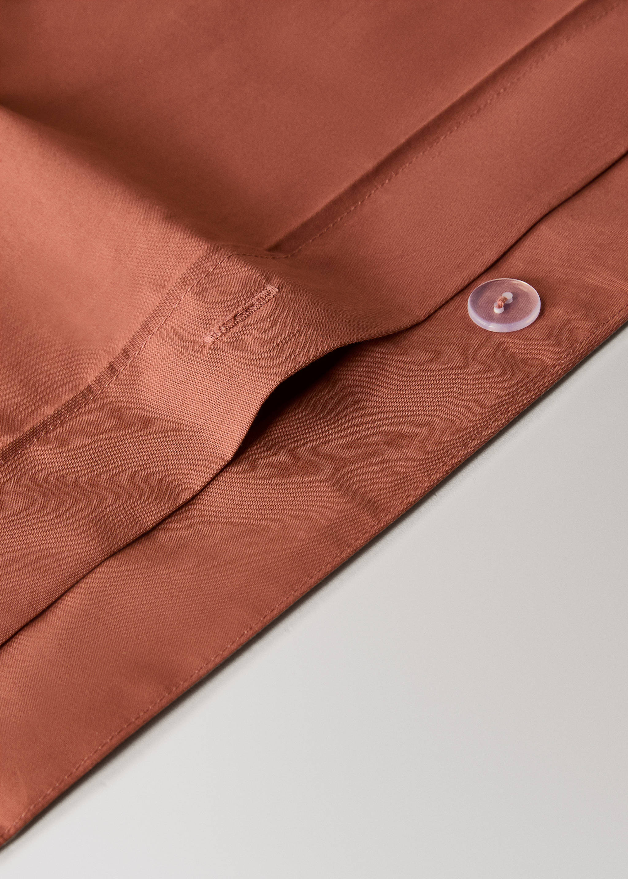 Percale cotton duvet cover with linen trim Queen bed - Details of the article 1