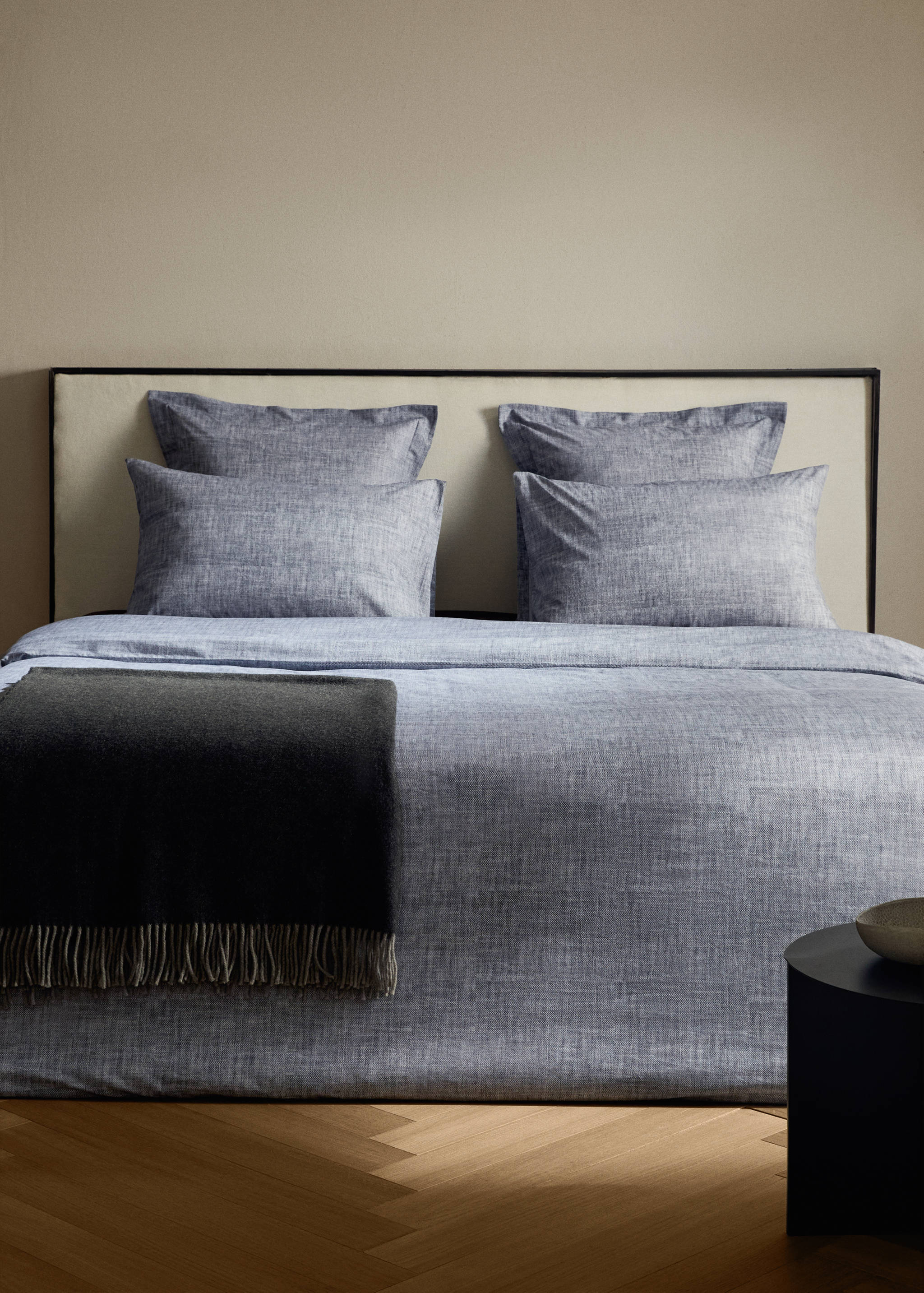 200-thread count percale cotton herringbone-print duvet cover for 150/160 cm bed - General plane