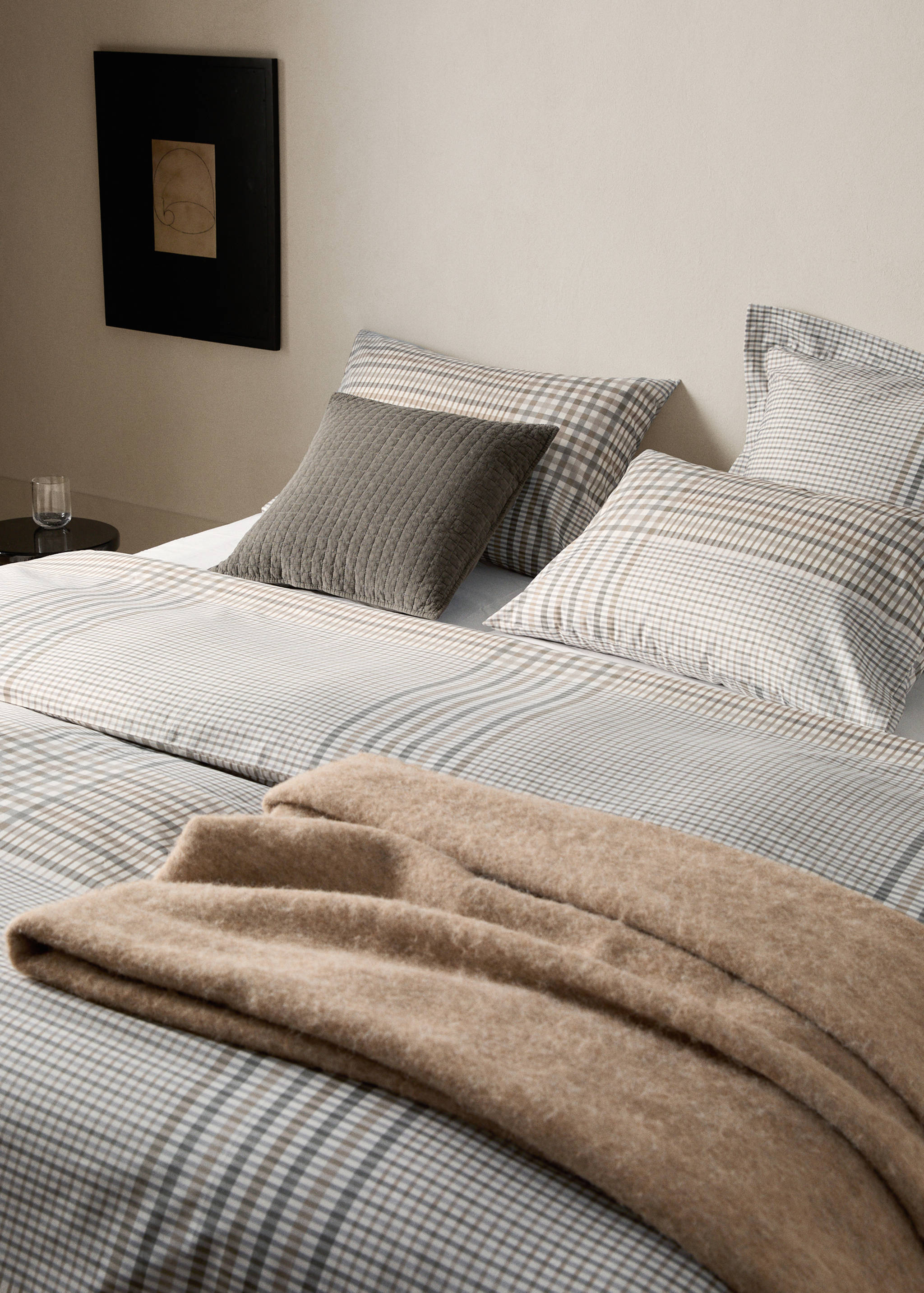 200-thread count percale cotton checked-print duvet cover for 90 cm bed - Details of the article 7