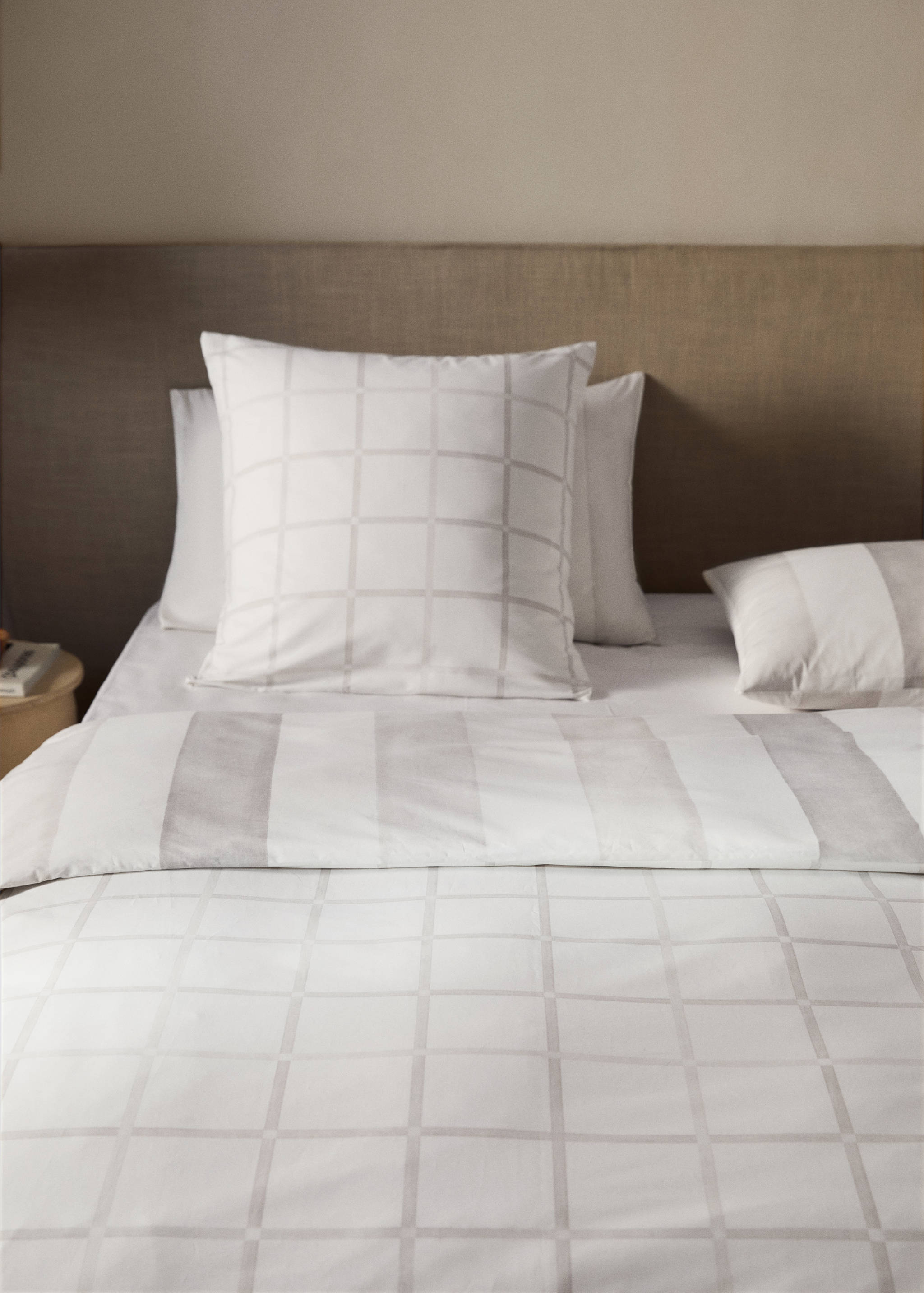 Reversible percale cotton duvet cover with stripe and check print for 150/160 cm bed - Details of the article 7