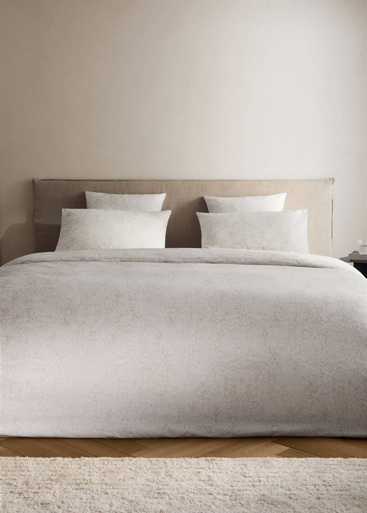 MANGO HOME - Housse de couette percale de coton imprimé floral estompé lit 90 cm beige - Lit 90 cm