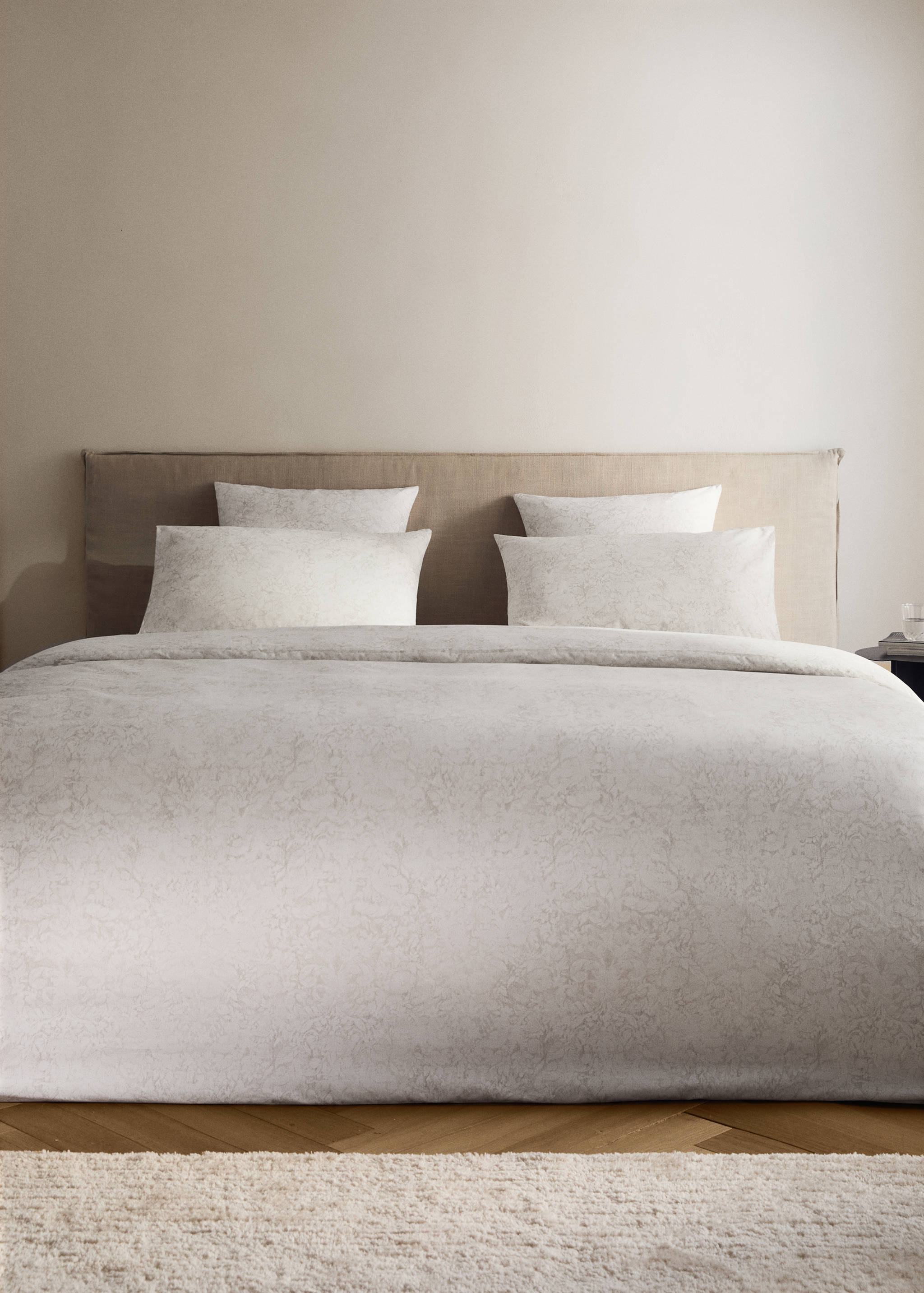 Housse de couette percale de coton imprimé fleur estompée lit 150/160 cm - Plan général