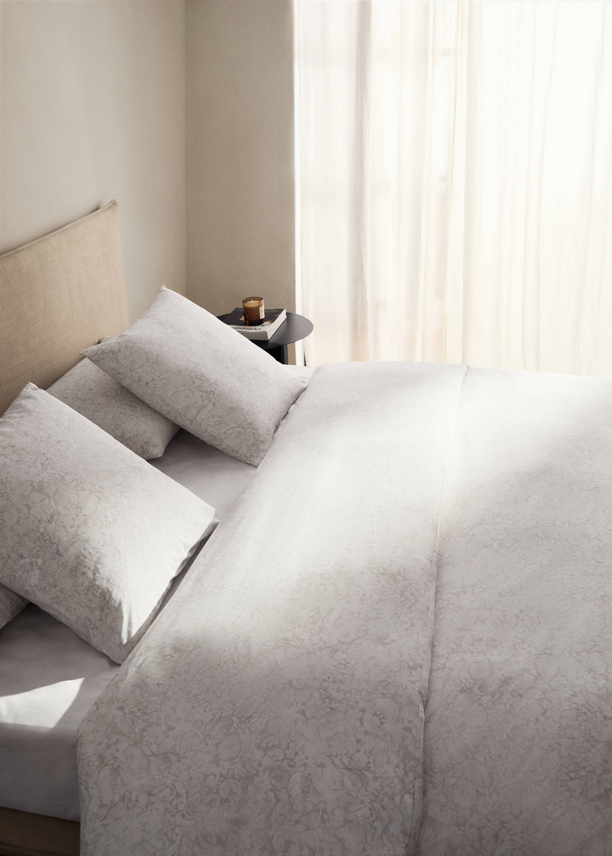 Housse de couette percale de coton imprimé fleur estompée lit 150/160 cm - Détail de l'article 7