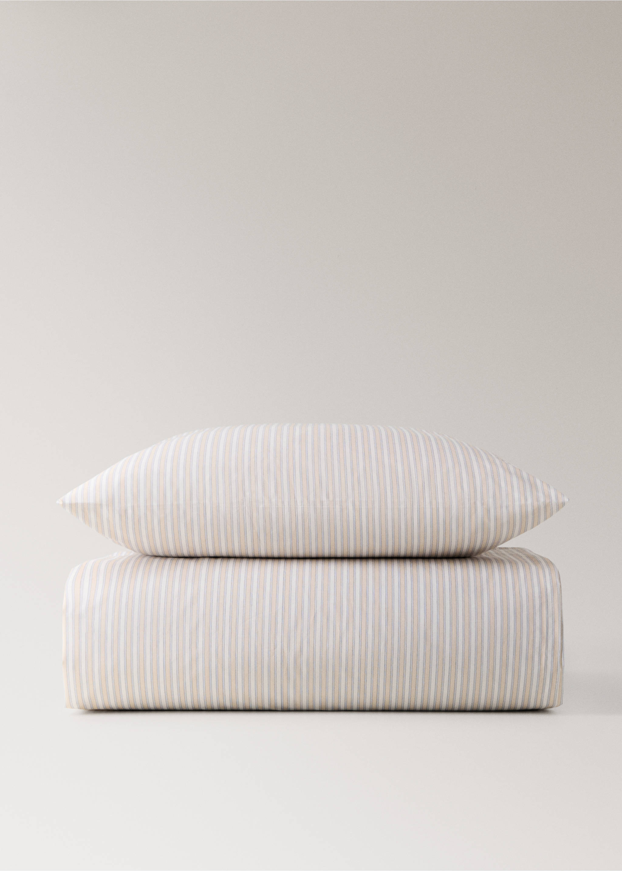 Children's percale cotton duvet cover with fine stripe print for 90 cm bed - Article without model, Vanilla. Ref: 17001620-00.