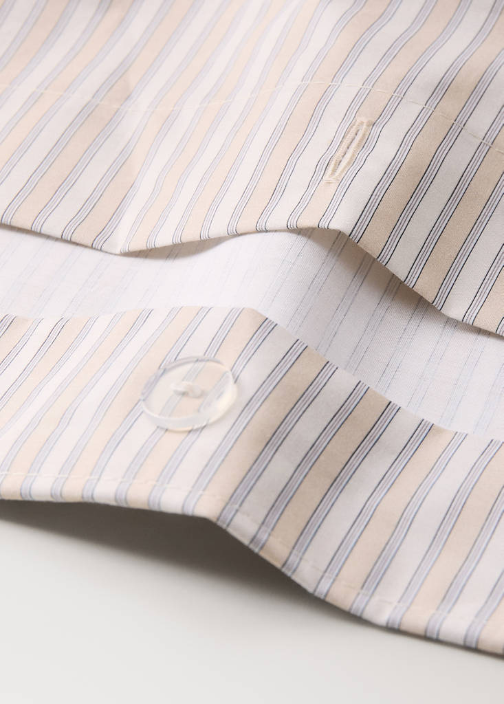 Percale cotton fine-striped children's duvet cover for 135/140 cm bed — Vanilla