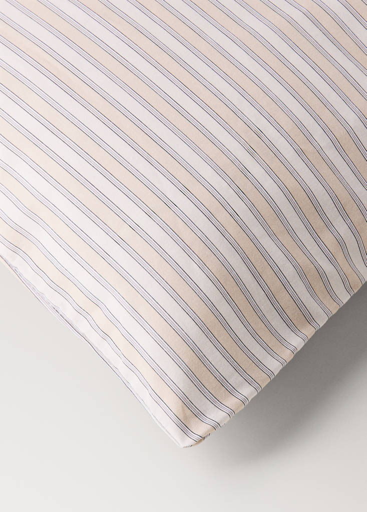 Percale cotton fine-striped children's duvet cover for 135/140 cm bed — Vanilla