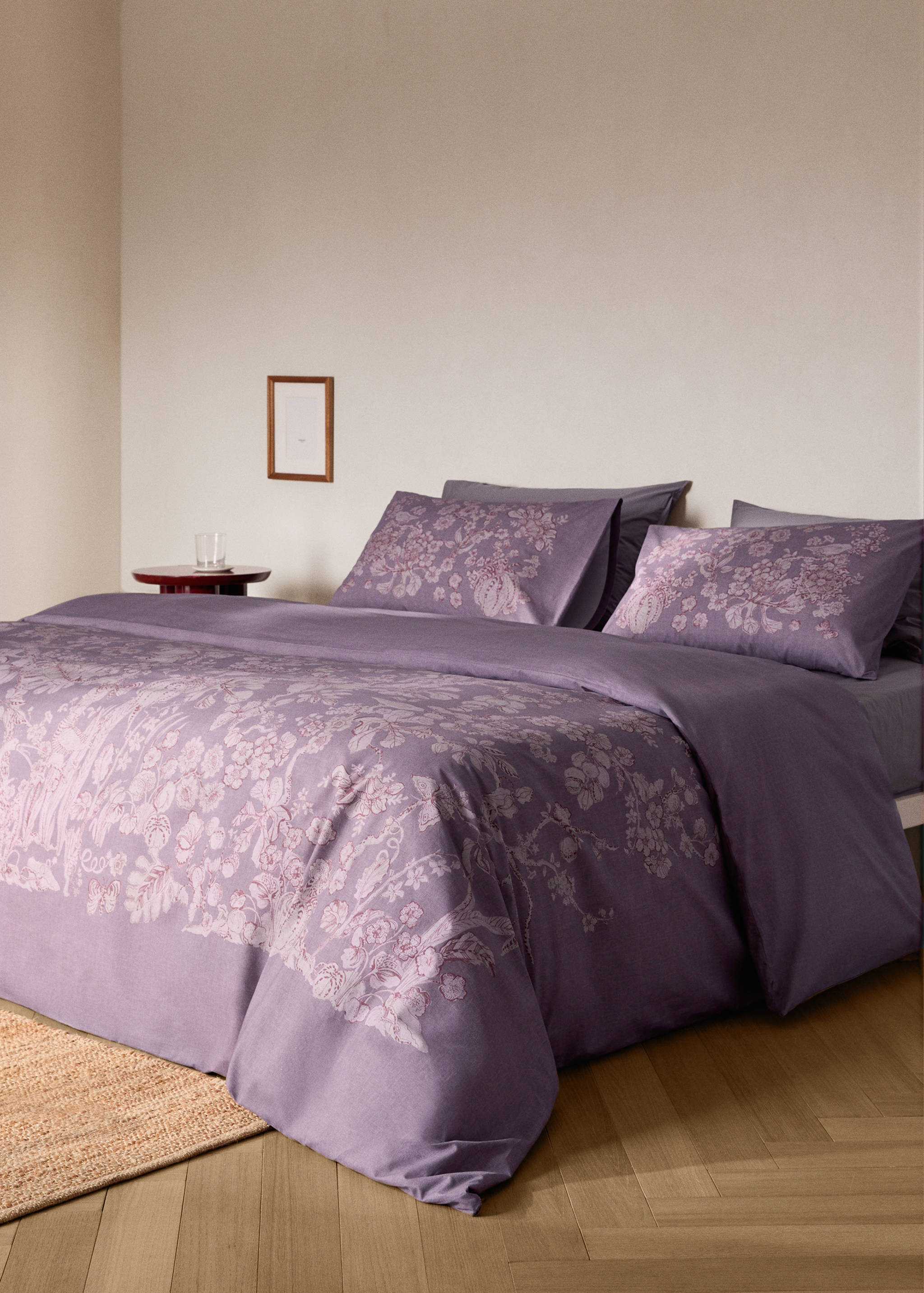 Percale cotton floral-print duvet cover for 180/200 cm bed - General plane