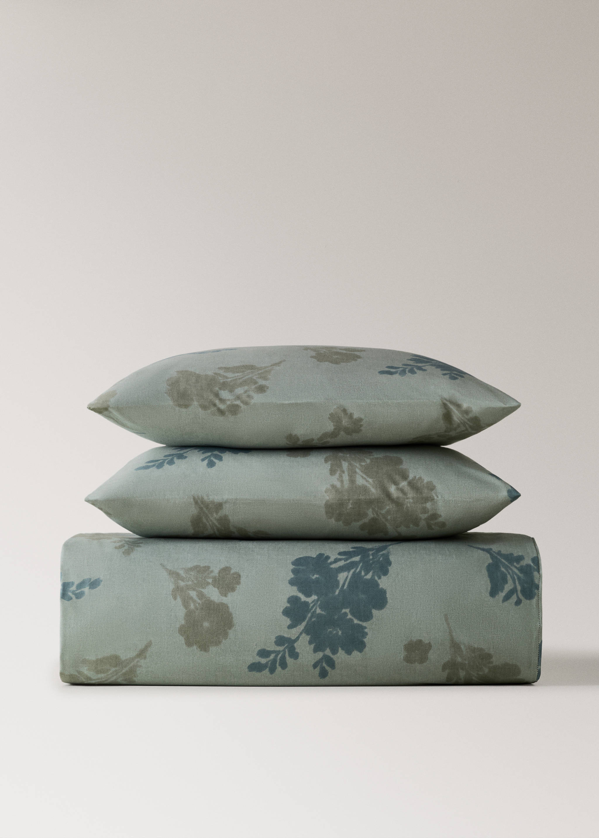 Housse de couette percale de coton 200 fils fleur estompée lit 150/160 cm - Article sans modèle