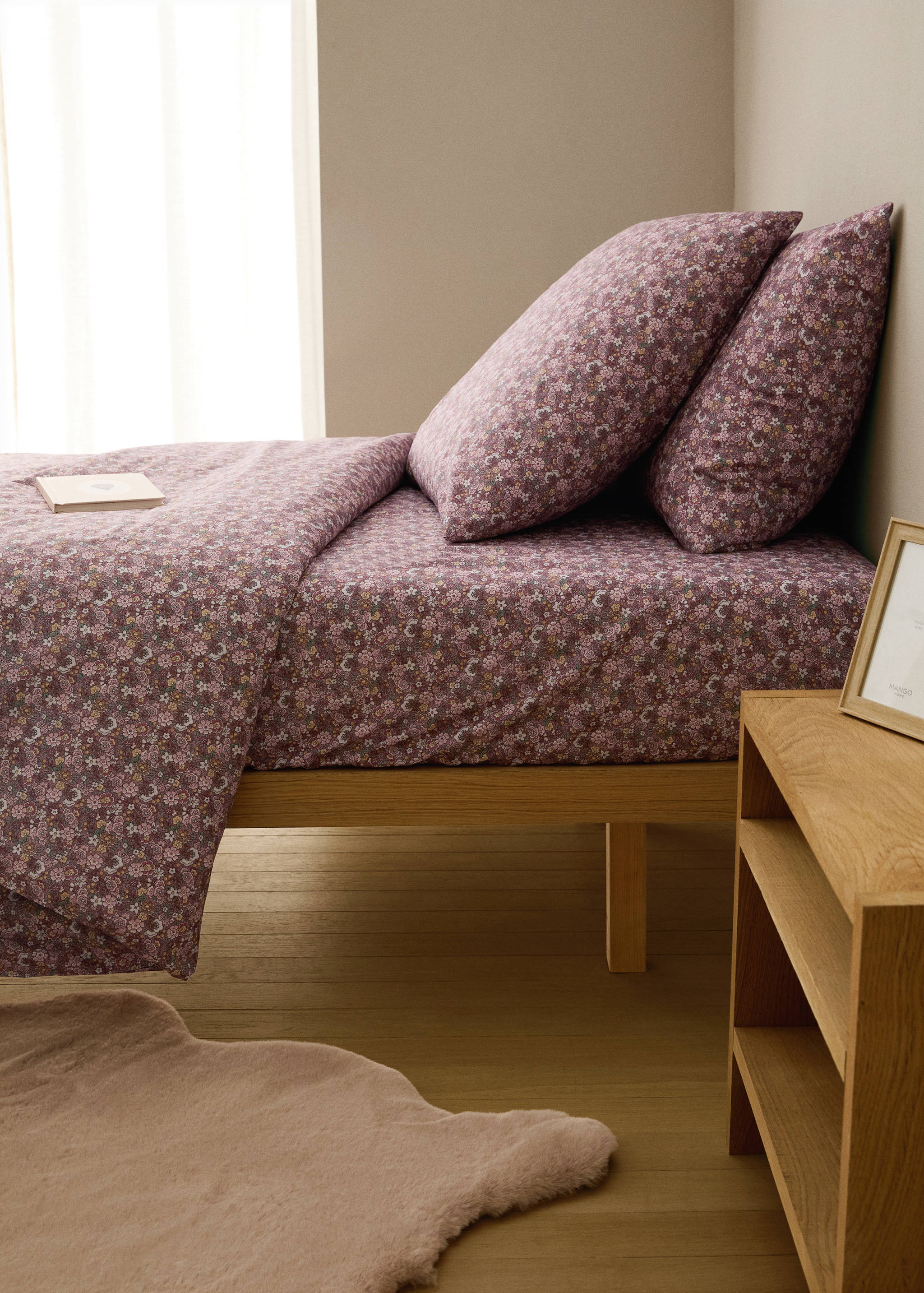 Dekbedovertrek van perkalkatoen met bloemetjesprint voor kinderbed van 90 cm - Overzichtstekening