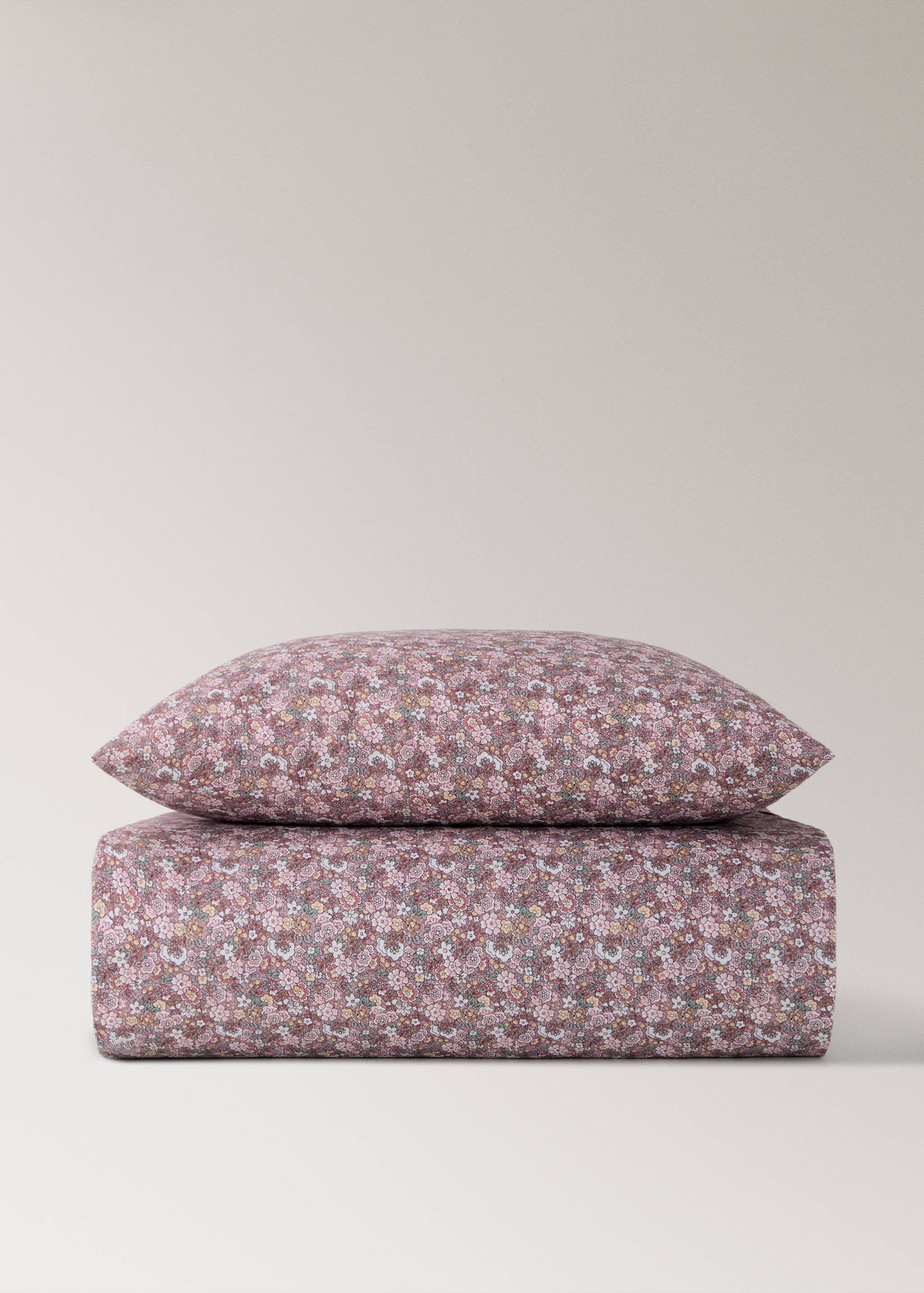 Children's percale cotton duvet cover with small floral print for 90 cm bed - Article without model