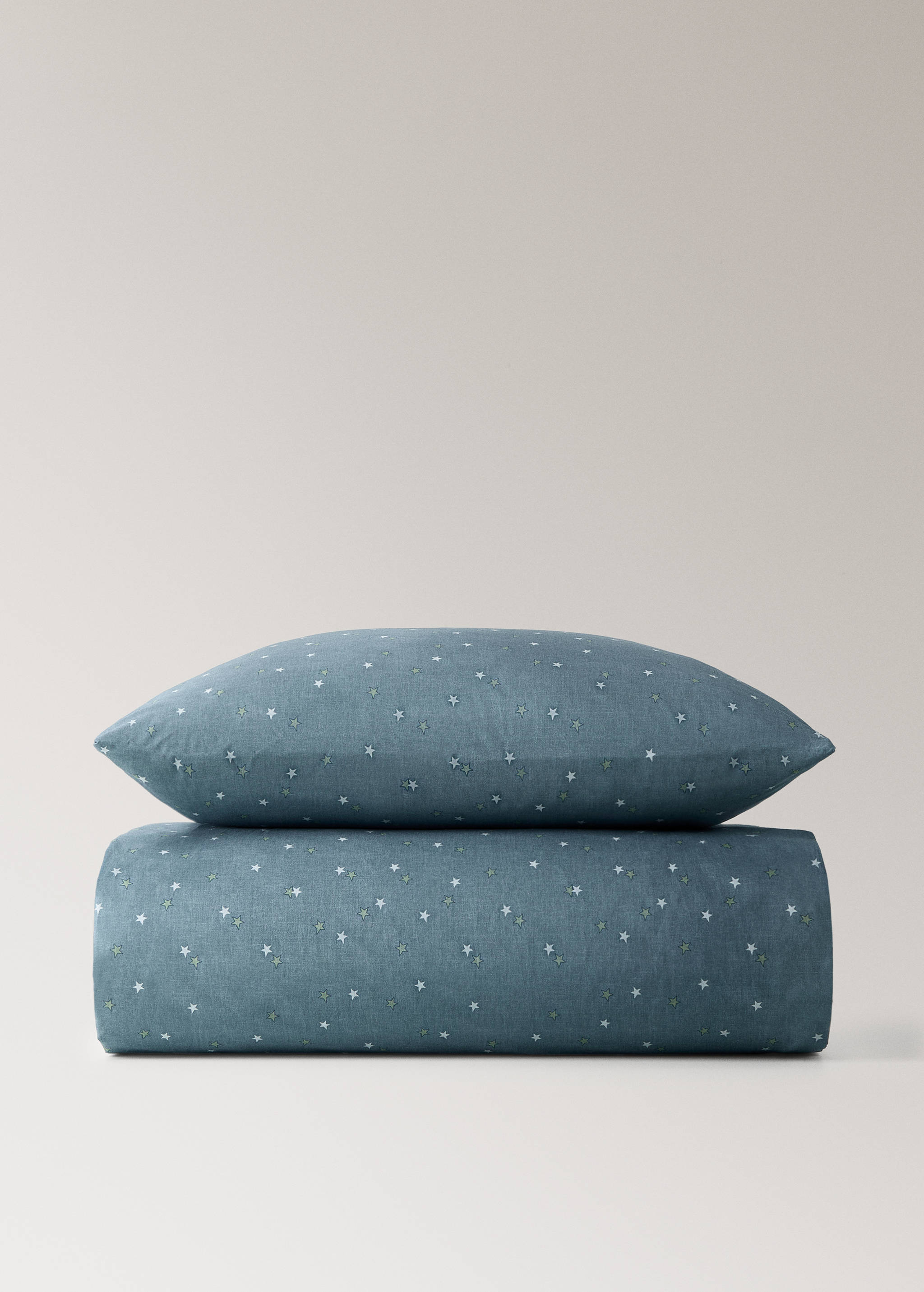 Children's reversible cotton duvet cover with star print for 90 cm bed - Article without model