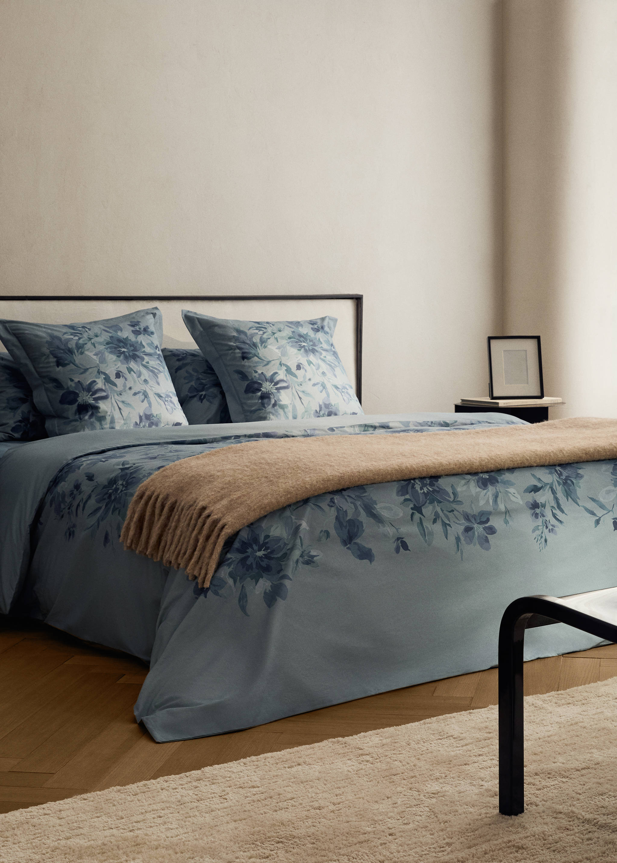 Funda nórdica algodón percal estampado flor acuarela cama 135/140 cm - Plano general