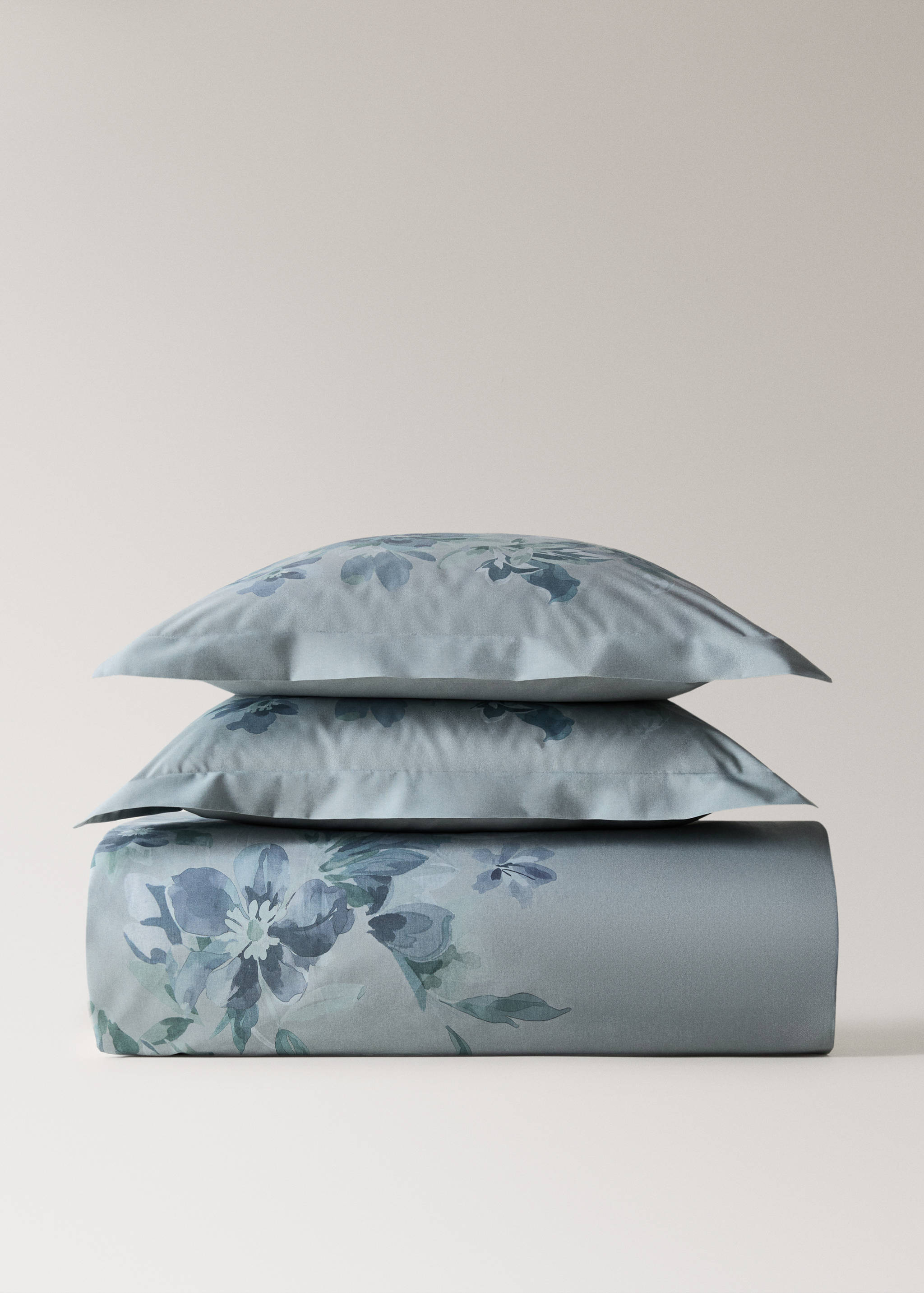 Housse de couette percale de coton imprimé fleur aquarelle lit 180/200 cm - Article sans modèle