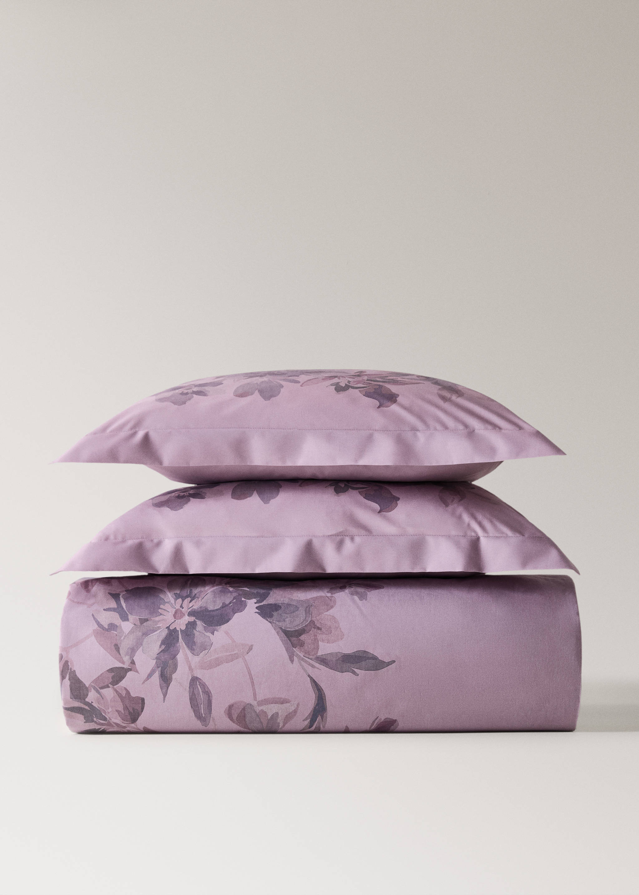 Housse de couette percale de coton imprimé fleur aquarelle lit 180/200 cm - Article sans modèle