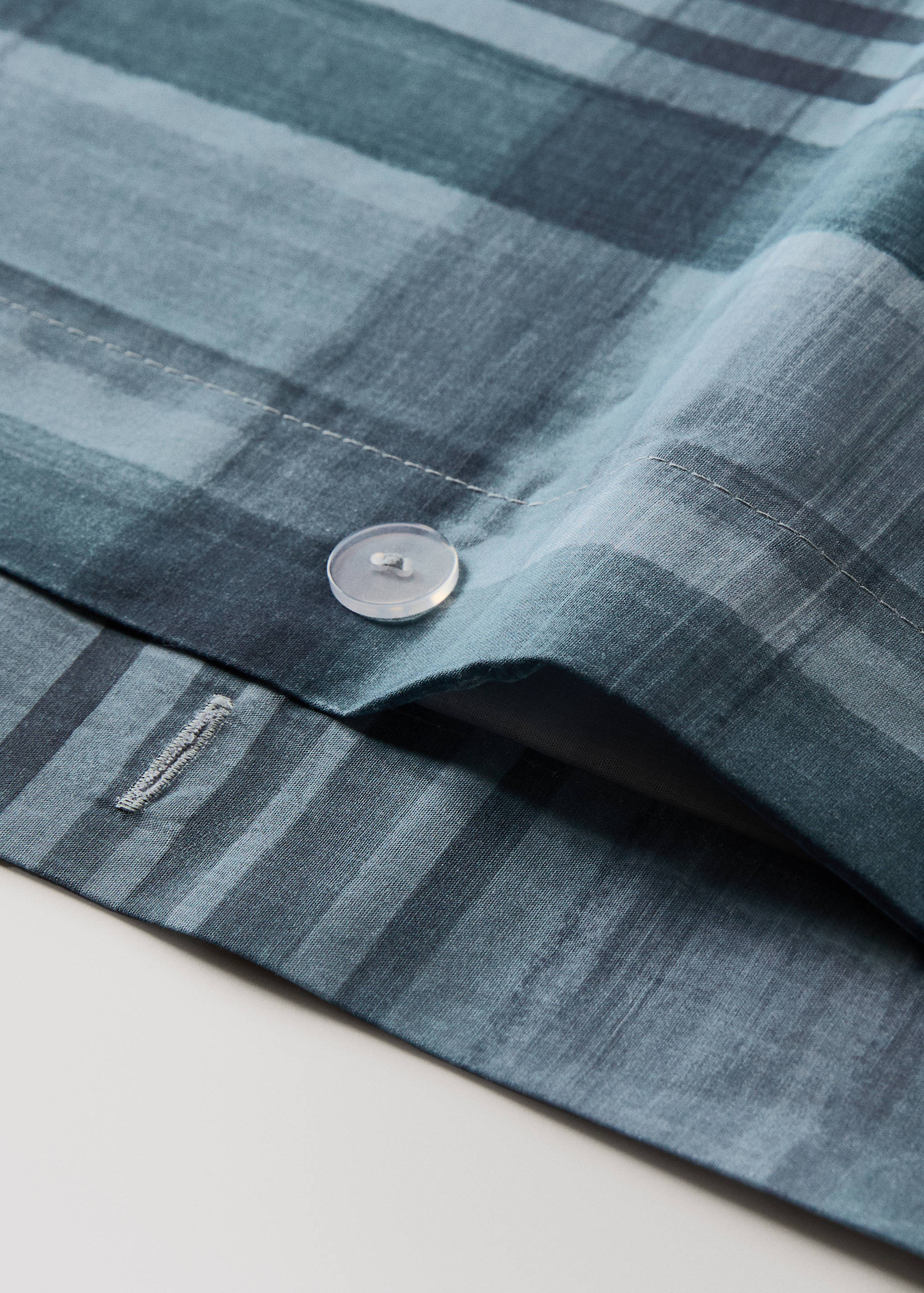 Percale cotton watercolour check-print duvet cover for 180/200 cm bed - Details of the article 1