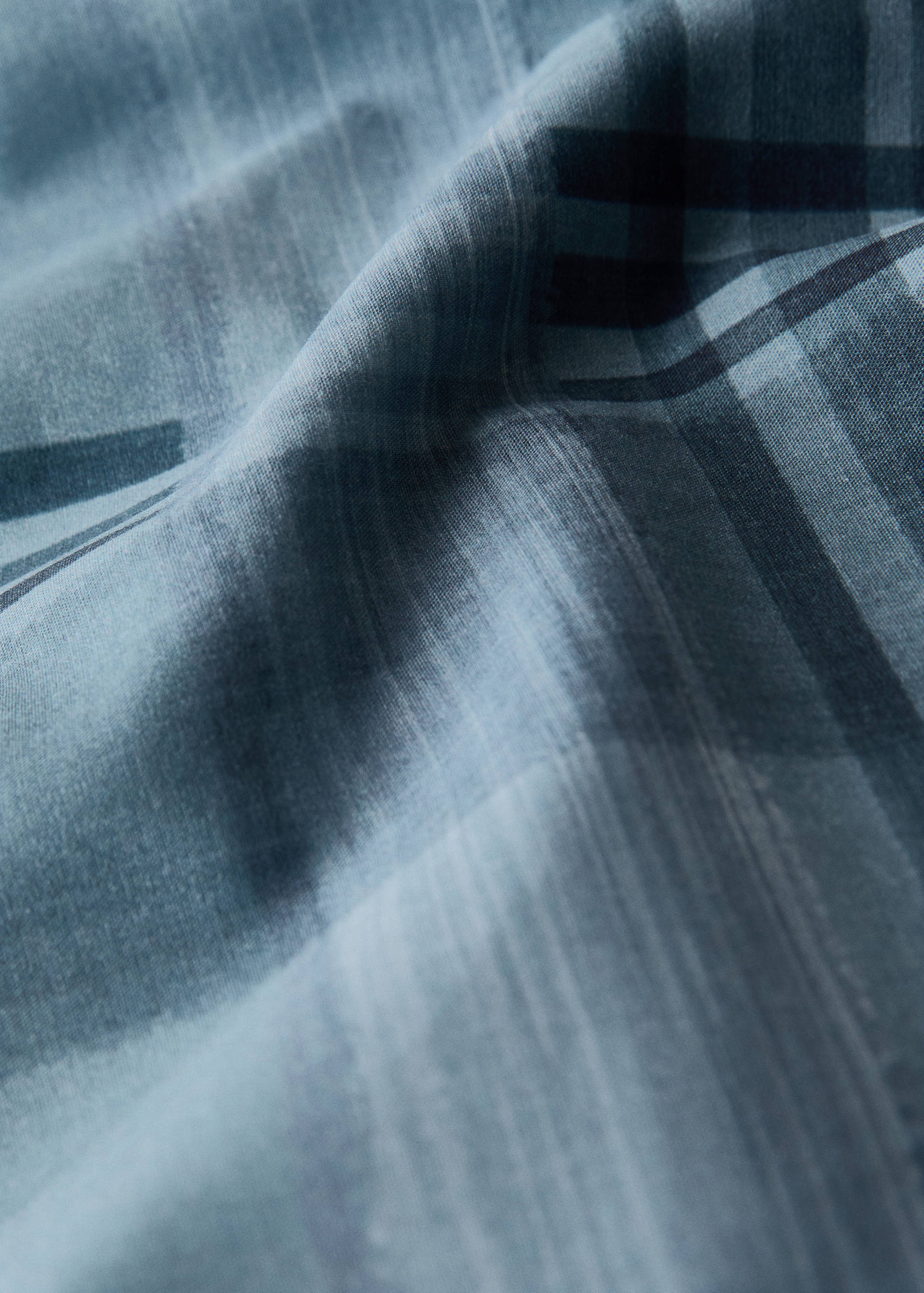 Percale cotton watercolour check-print duvet cover for 180/200 cm bed - Details of the article 2