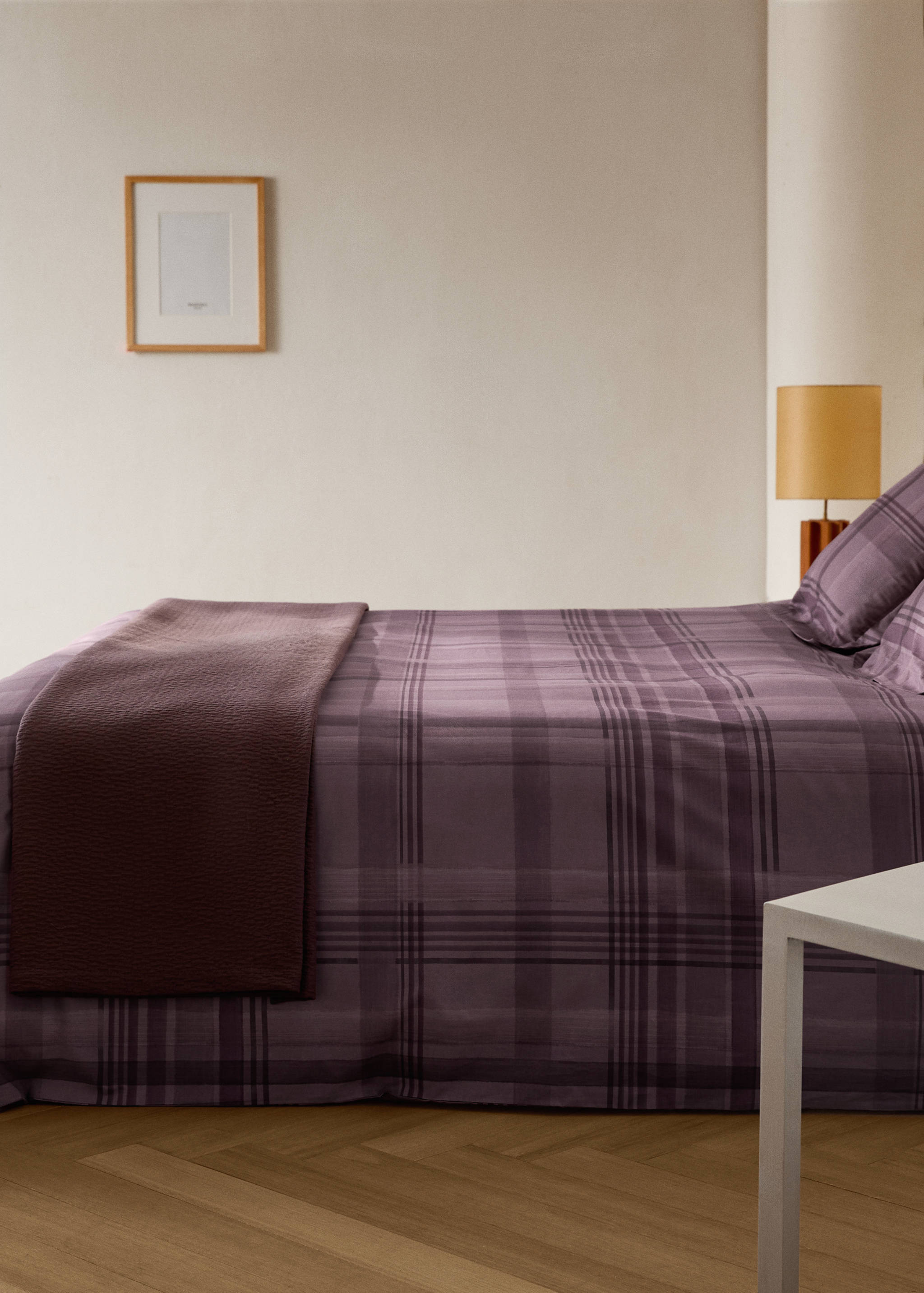 Percale cotton watercolour check-print duvet cover for 180/200 cm bed - General plane