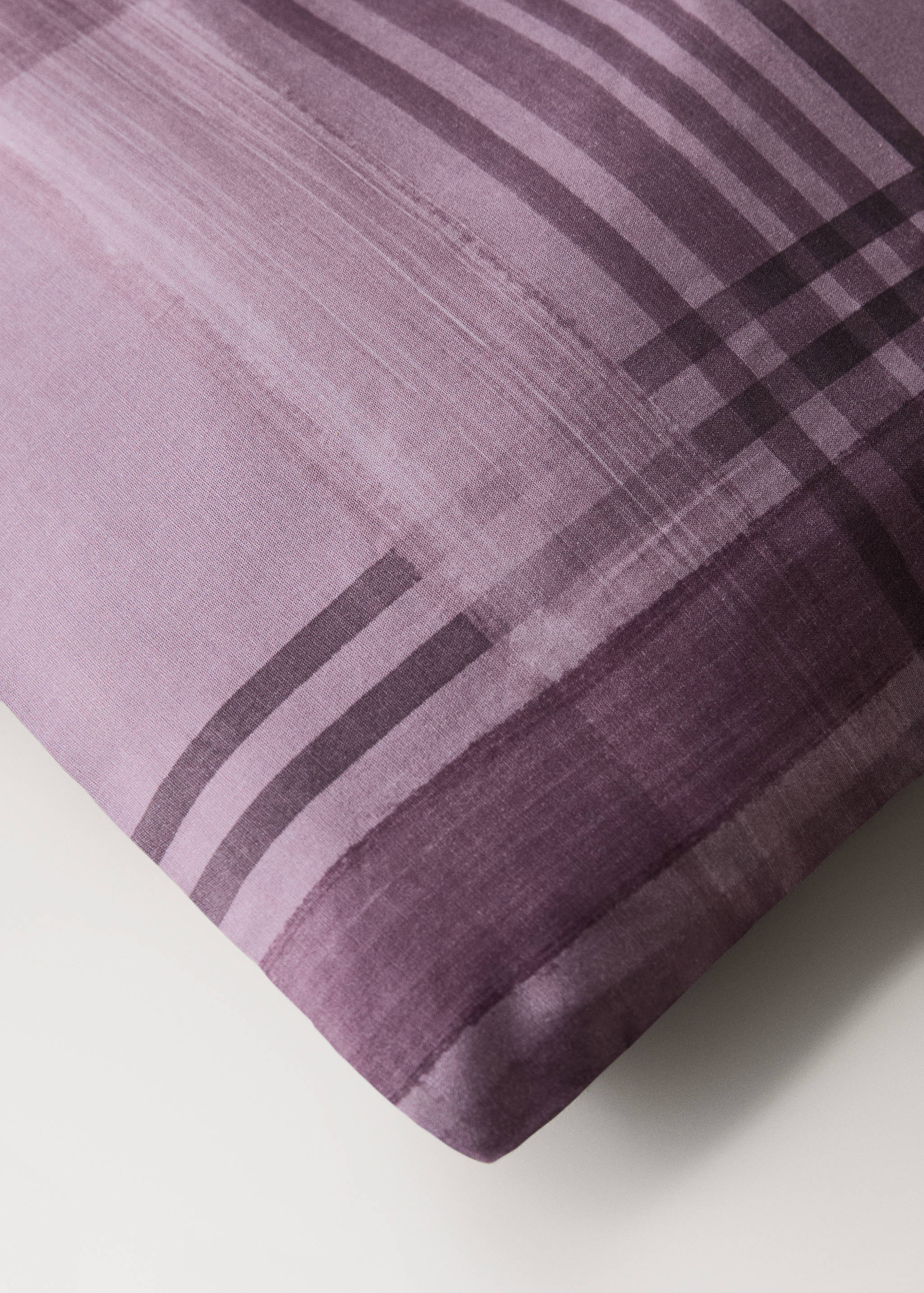 Percale cotton watercolour check-print duvet cover for 180/200 cm bed - Details of the article 3