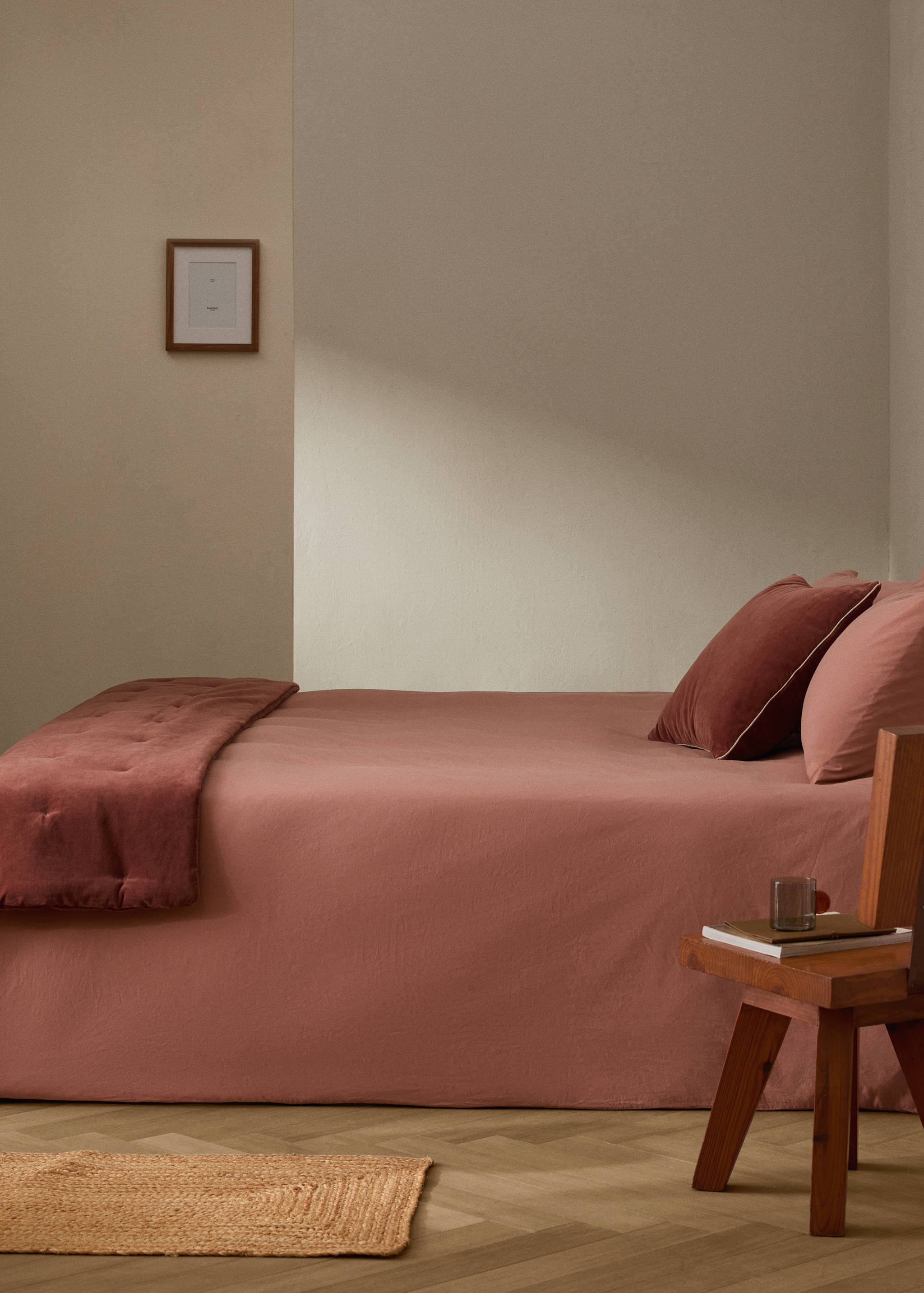 Washed-cotton duvet cover Single bed - General plane