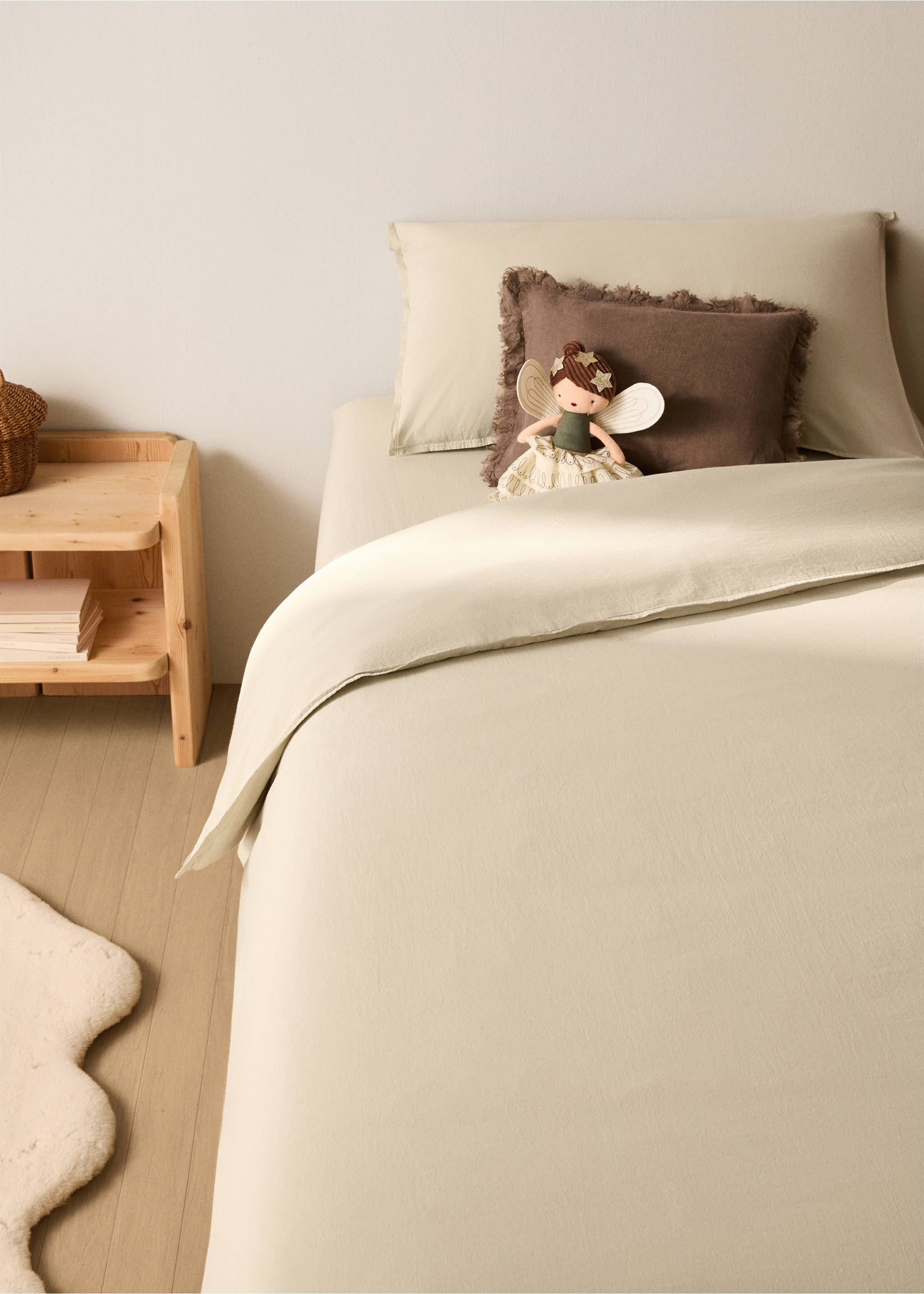 Children’s washed cotton double-stitched duvet cover for 90 cm bed - General plane, Pastel Green. Ref: 17001650-00.