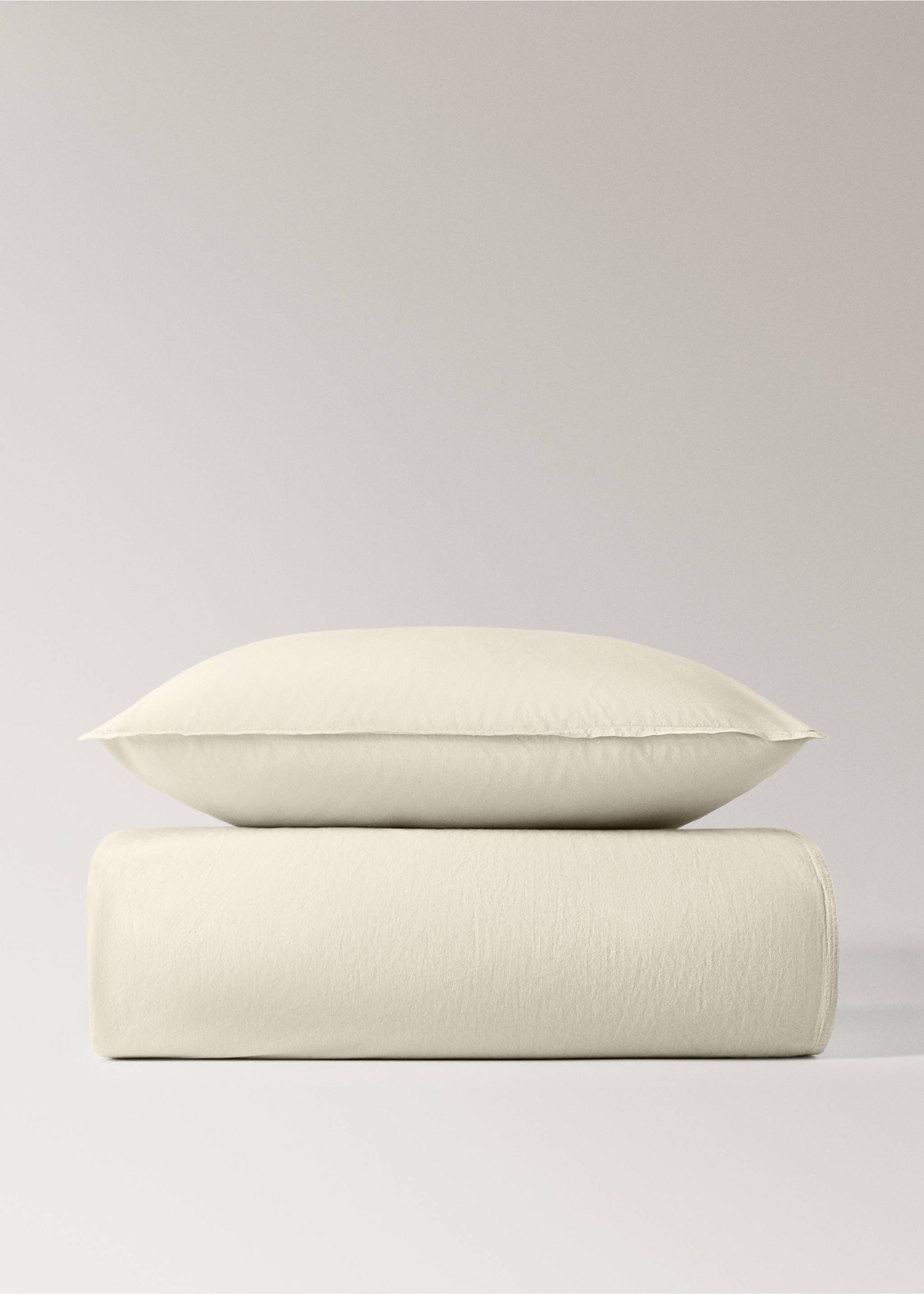 Children’s washed cotton double-stitched duvet cover for 90 cm bed - Article without model, Pastel Green. Ref: 17001650-00.