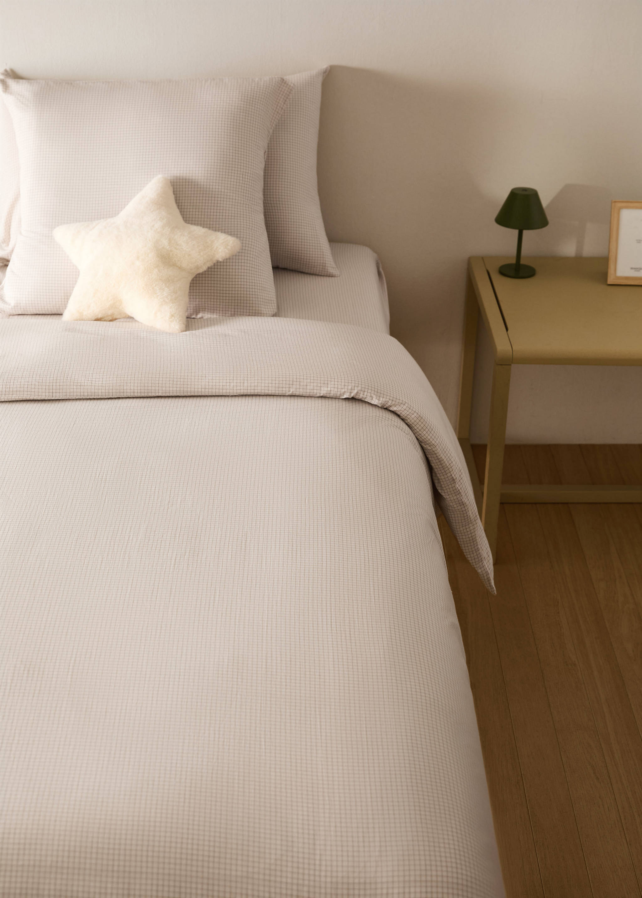 Children's duvet cover in yarn-dyed cotton with mini-check pattern for 90 cm bed - General plane