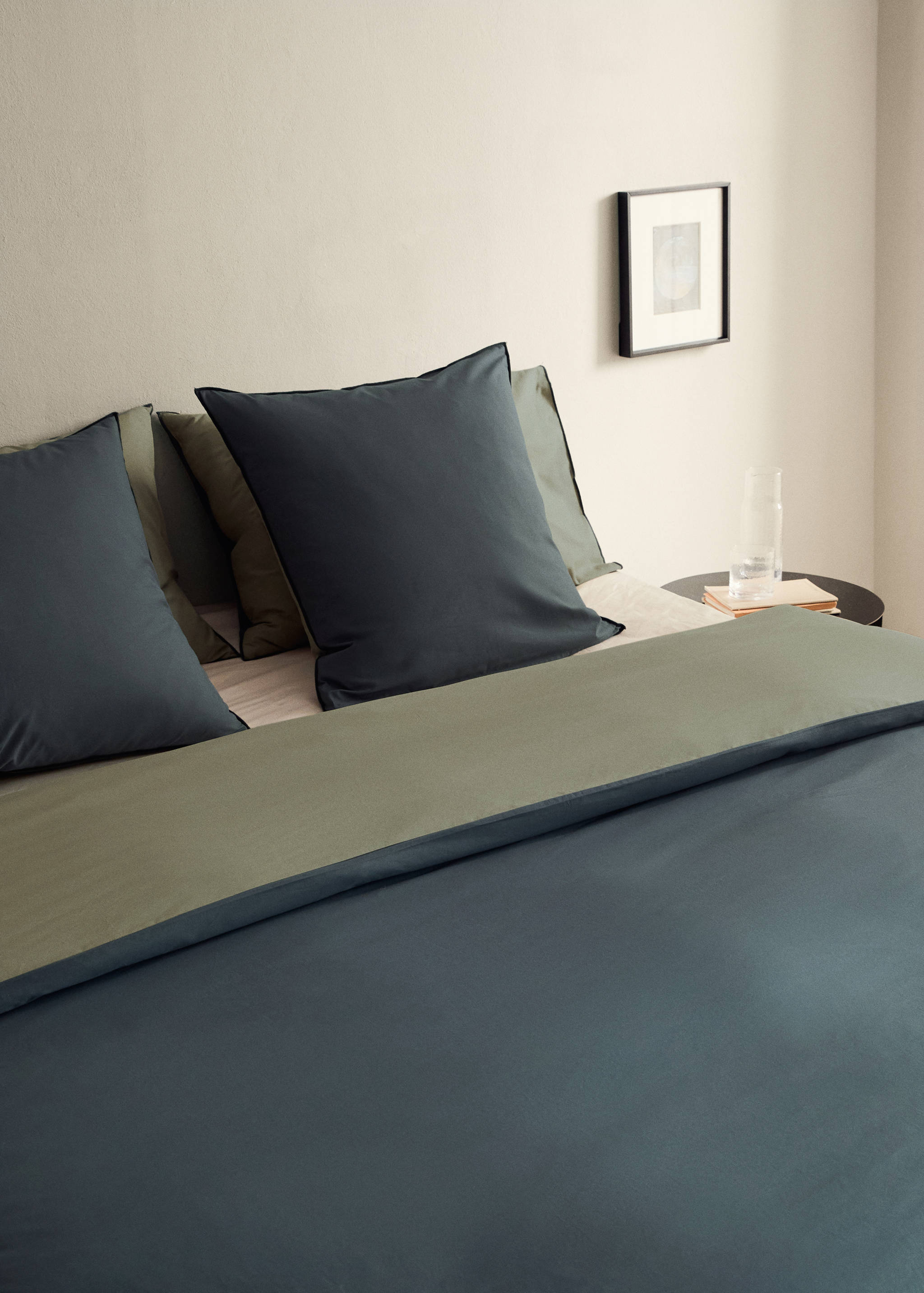 Housse de couette percale de coton 200 fils overlock  contraste lit 200 cm - Détail de l'article 7