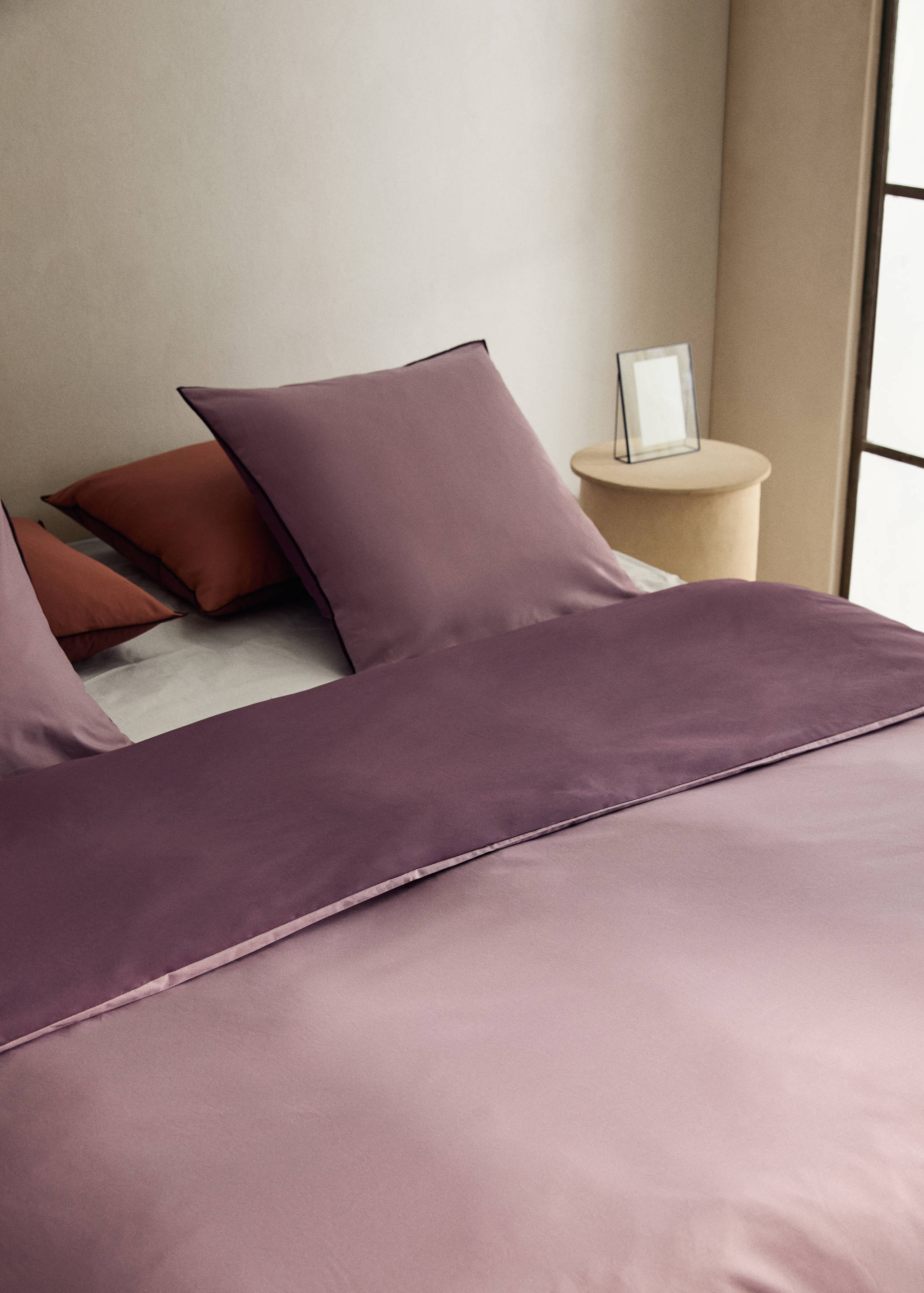 Housse de couette percale de coton 200 fils overlock  contraste lit 200 cm - Détail de l'article 7