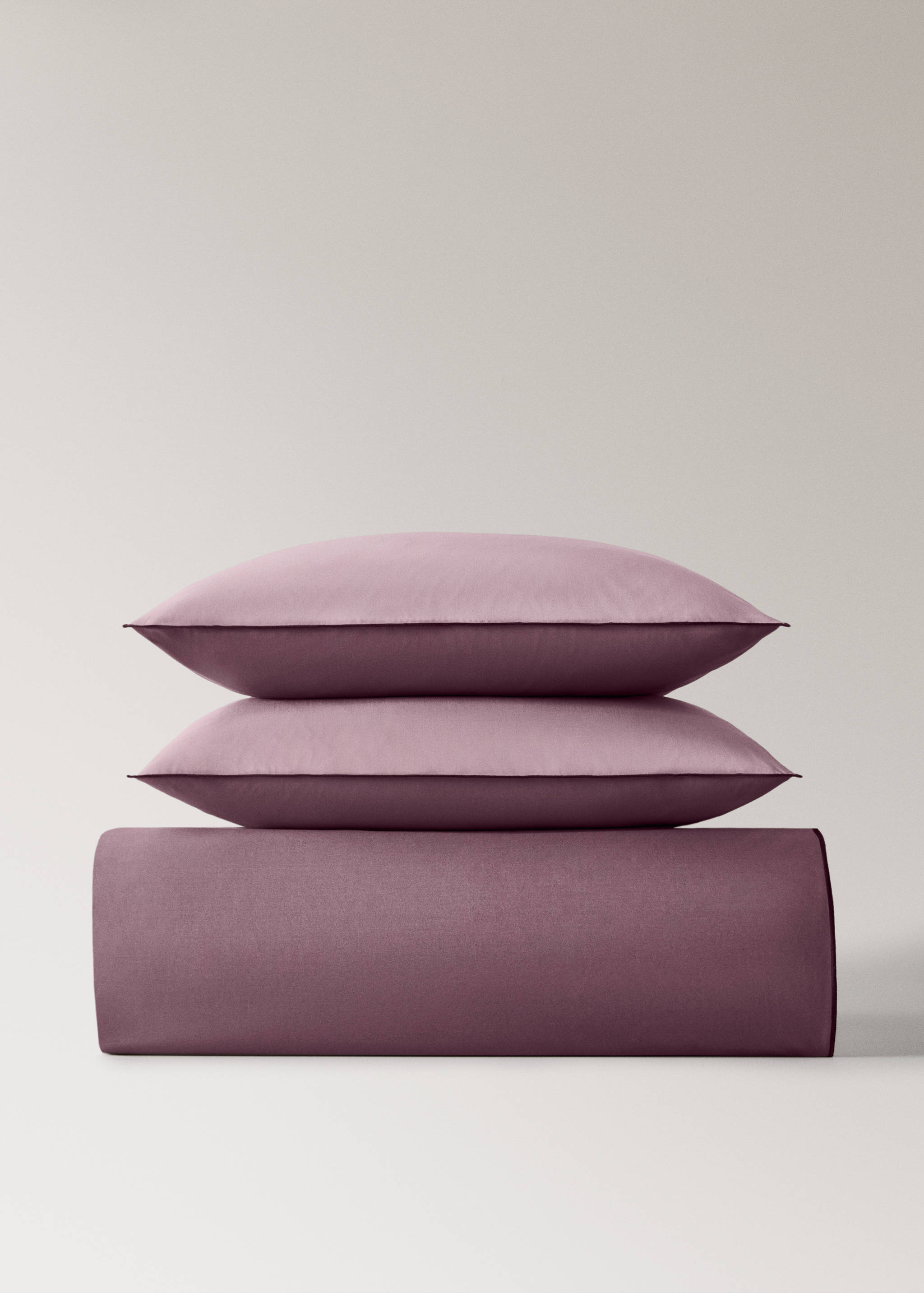 Housse de couette percale de coton 200 fils overlock  contraste lit 200 cm - Détail de l'article 4