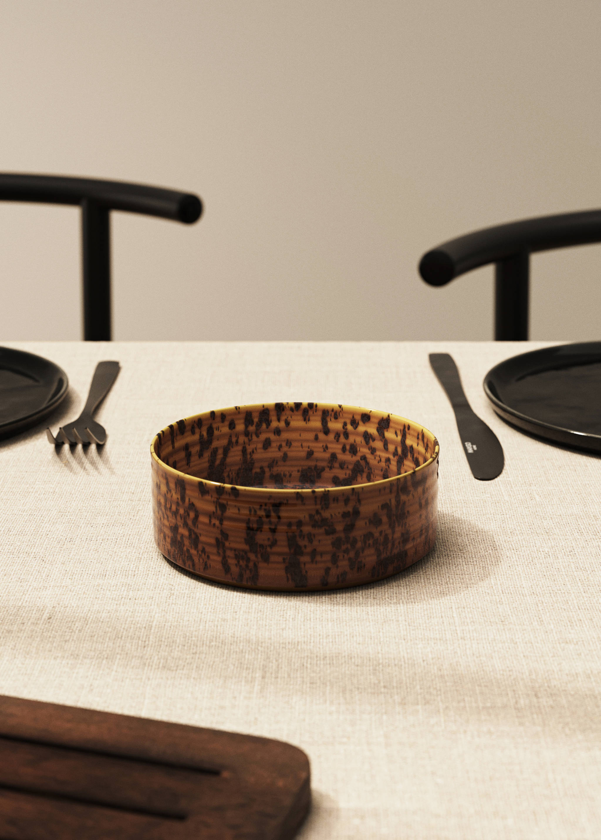 Small reactive stoneware bowl - General plane