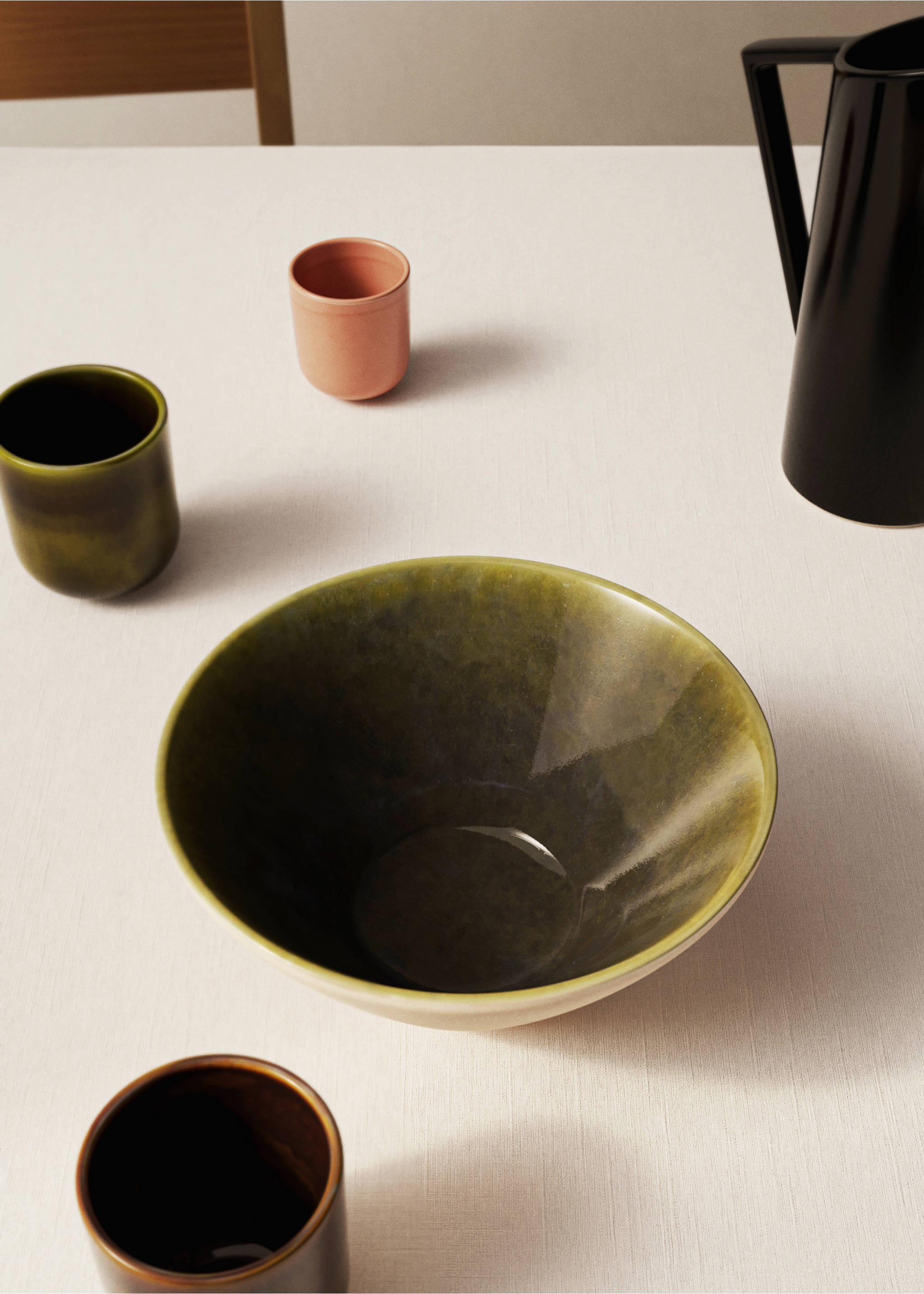 Two-tone stoneware bowl - General plane, Ink Blue. Ref: 17002047-00.
