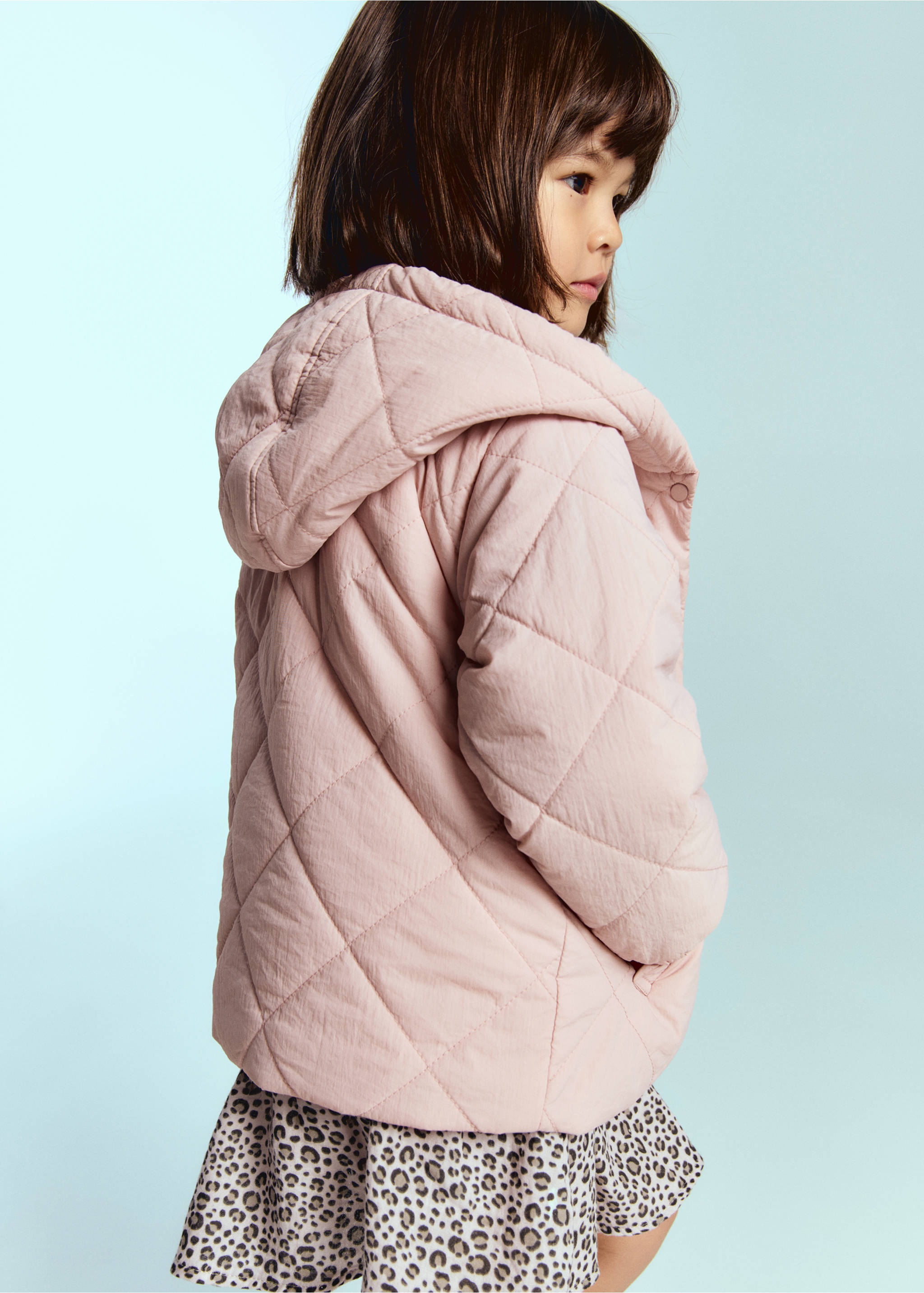 Anorak acolchado capucha - Plano general, Rosa. Ref: 17002535-00.