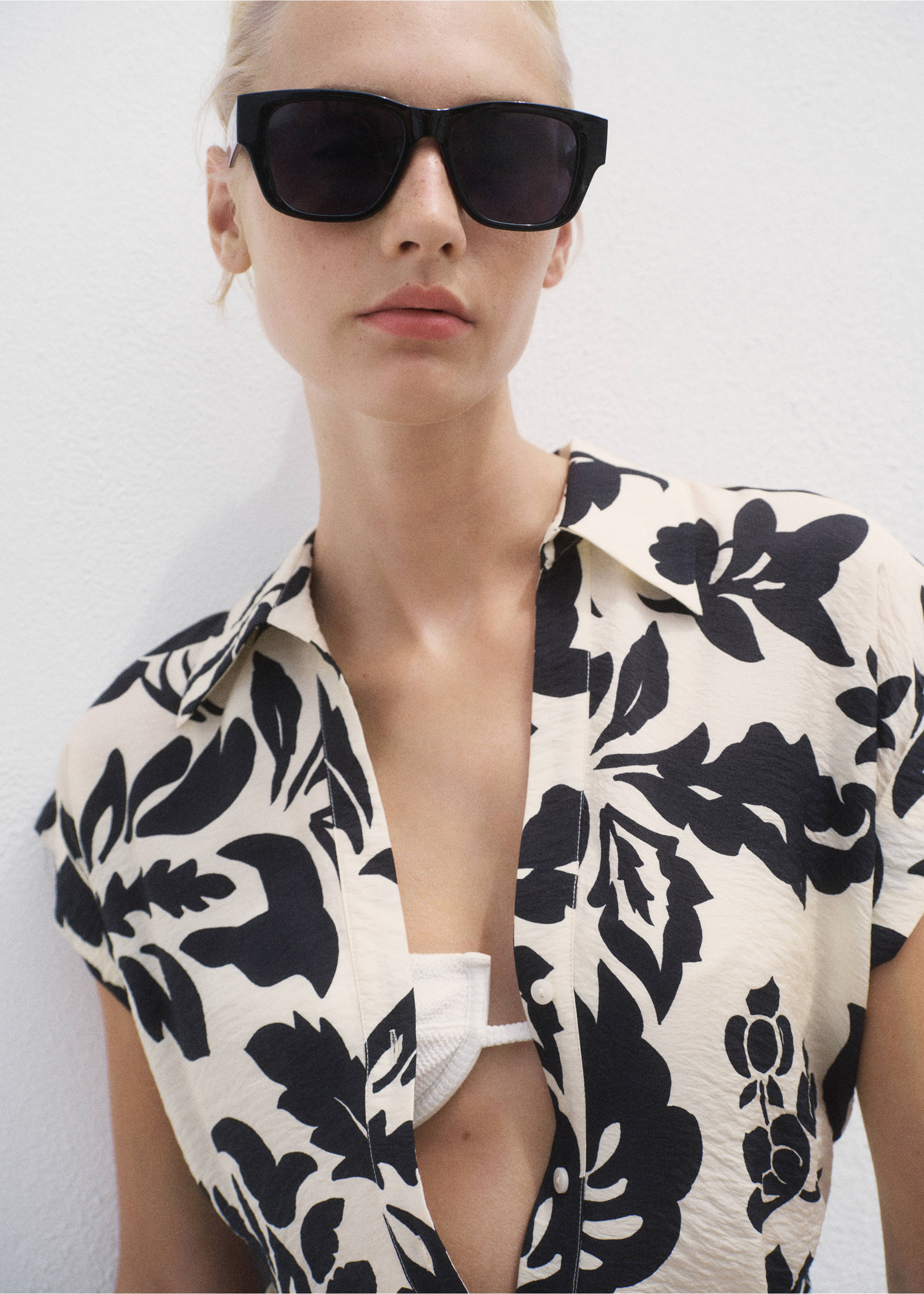 Robe chemisier imprimé floral - Détail de l'article 1, Blanc cassé. Ref: 17002538-00.