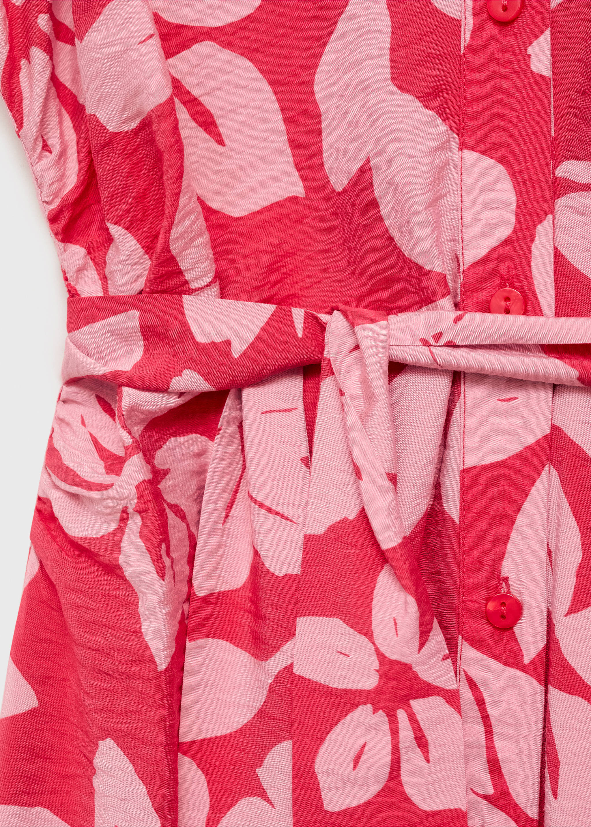 Floral-print shirt-style dress - Details of the article 8, Fuchsia. Ref: 17002538-00.
