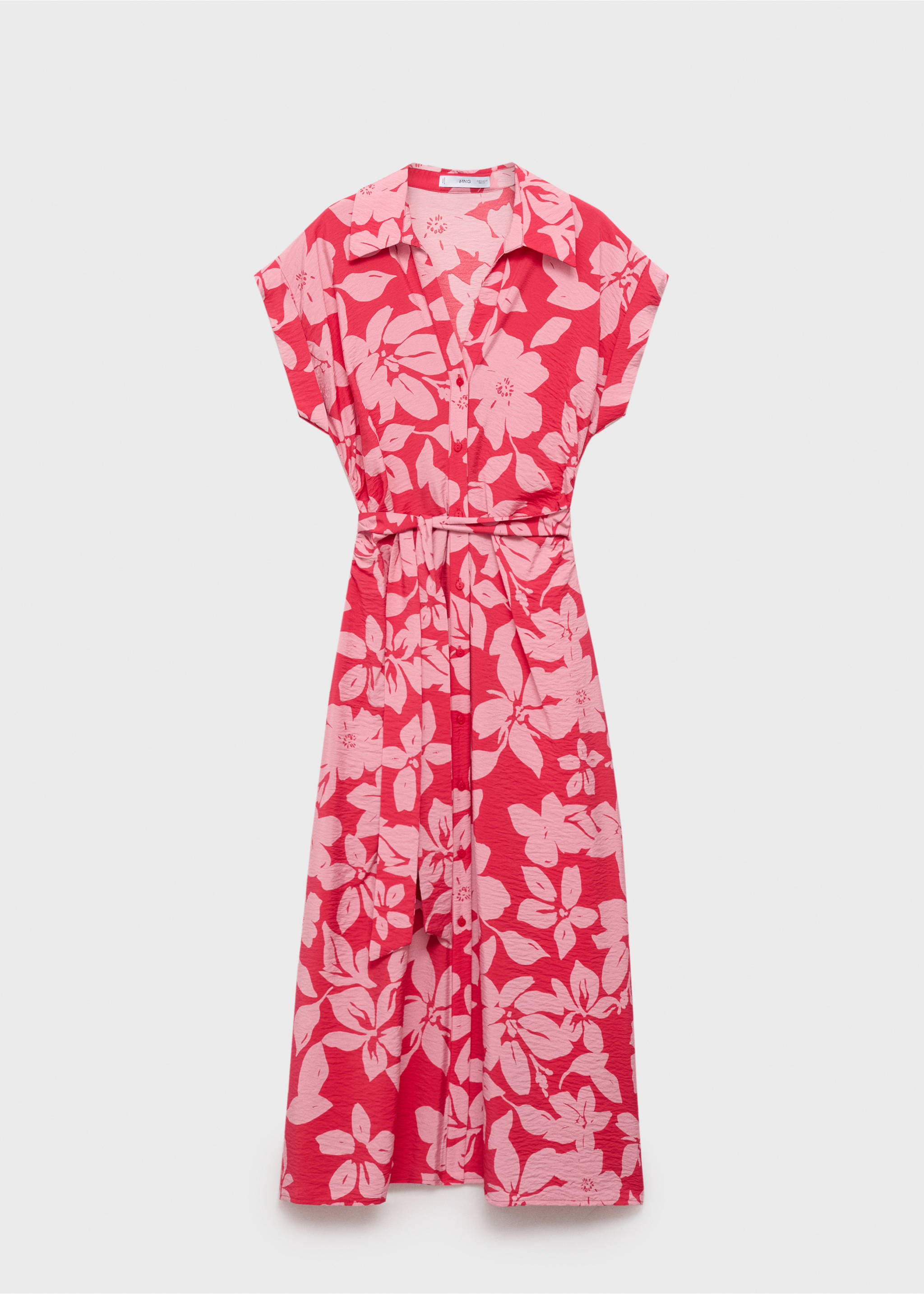 Floral-print shirt-style dress - Article without model, Fuchsia. Ref: 17002538-00.