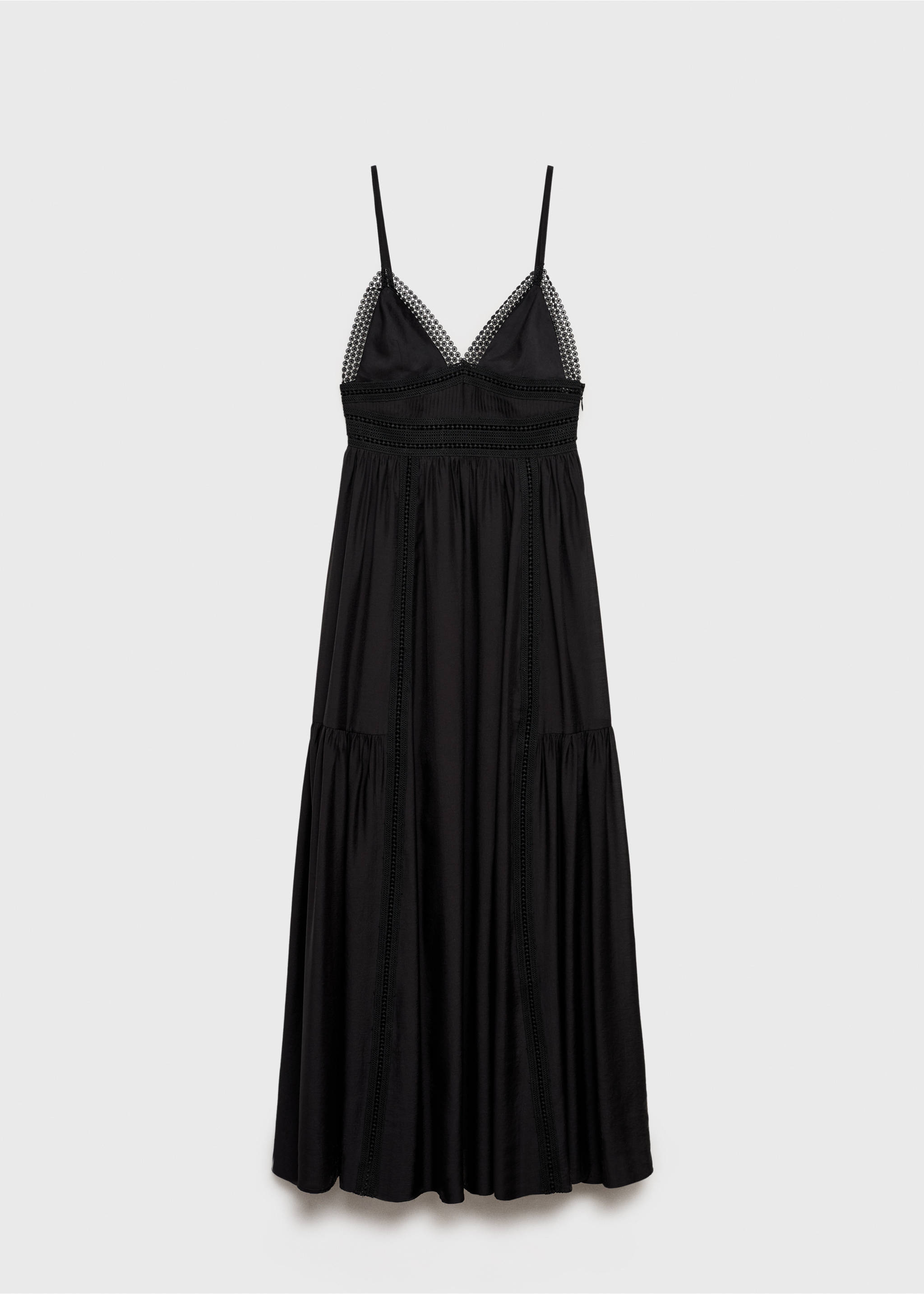 Robe longue détails dentelle - Article sans modèle, Noir. Ref: 17002539-00.