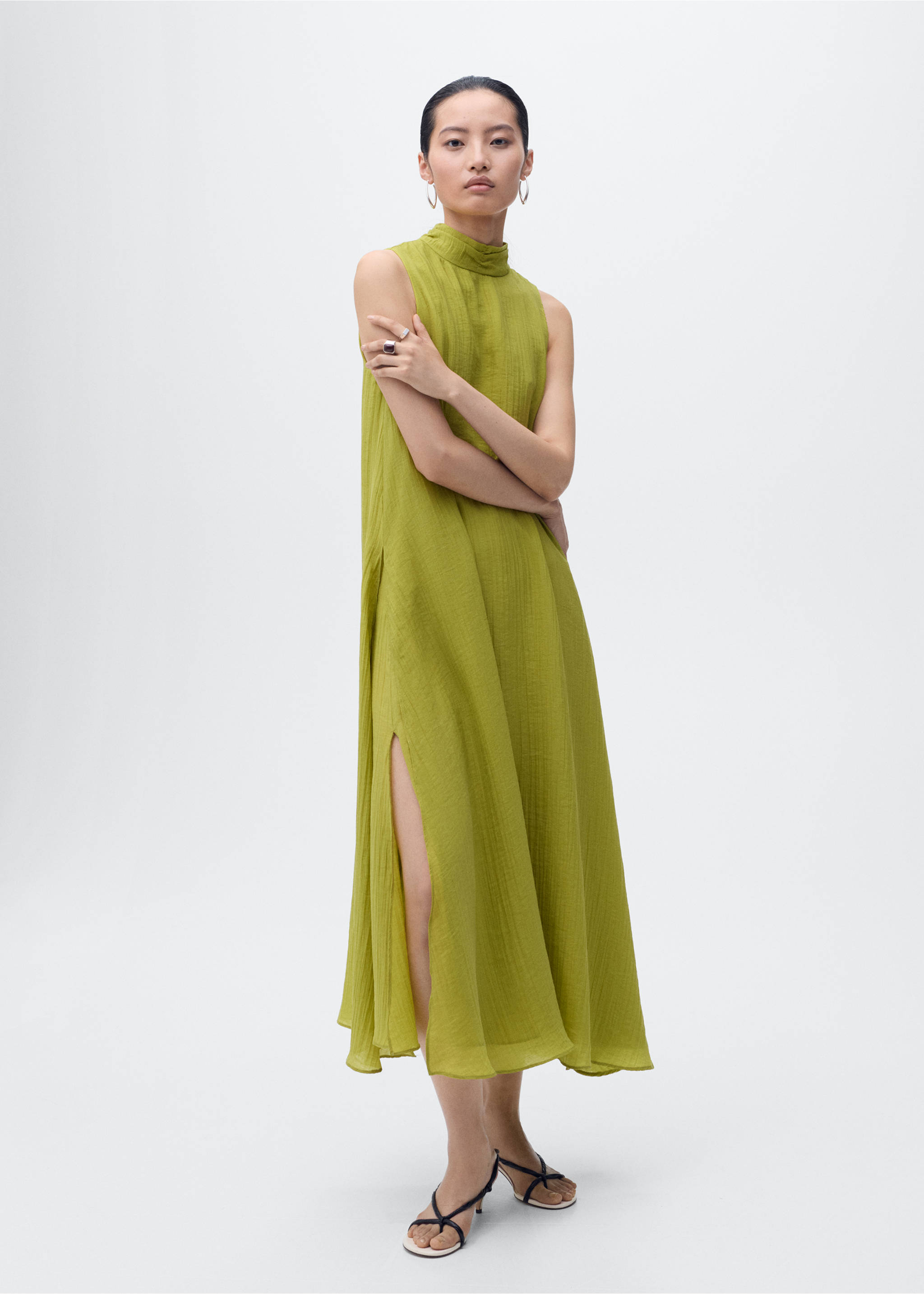 Halter-neck lyocell dress - General plane, Lime. Ref: 17002540-00.
