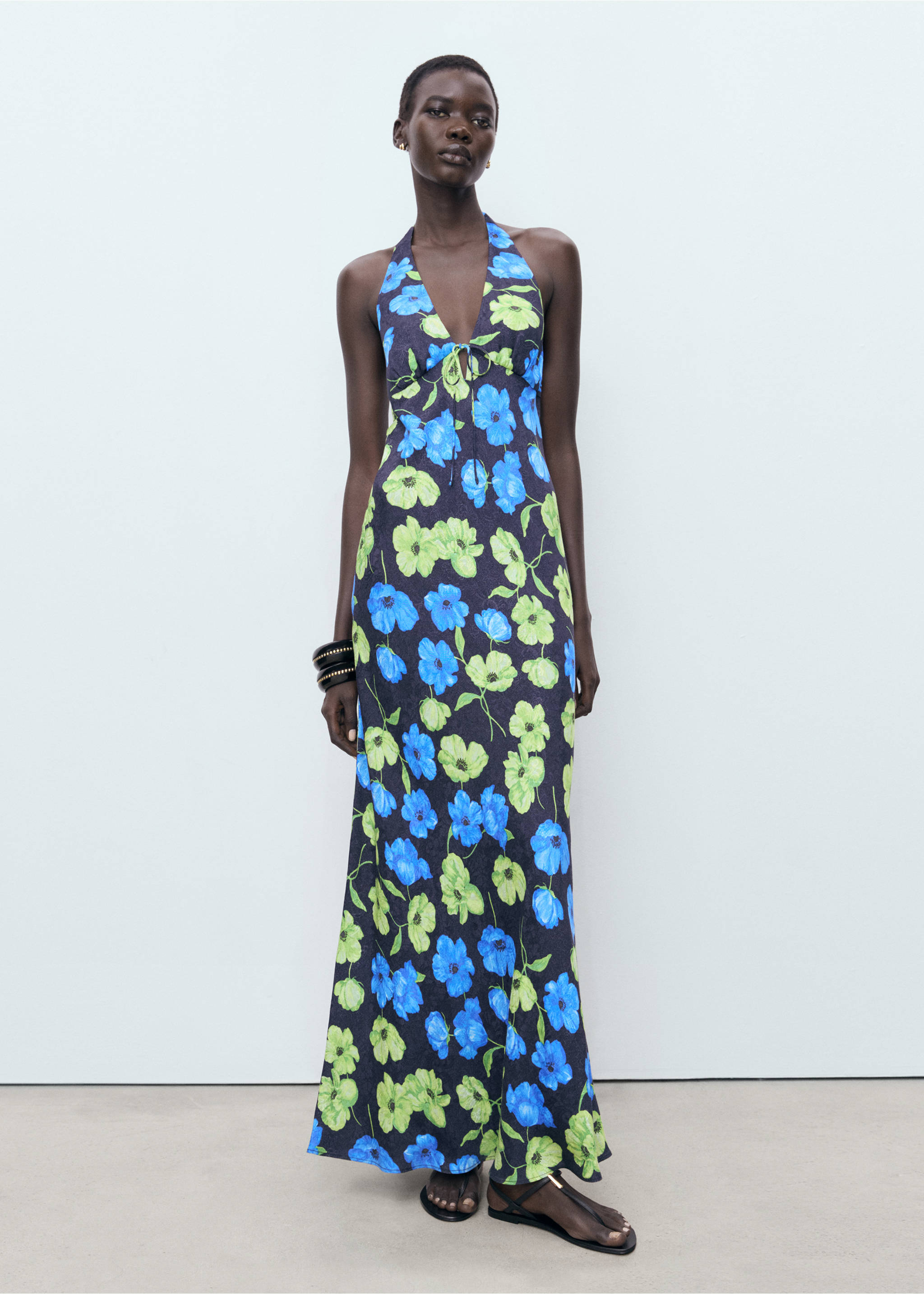 Robe à emmanchures américaines imprimé fleuri - Plan général, Noir. Ref: 17002541-00.