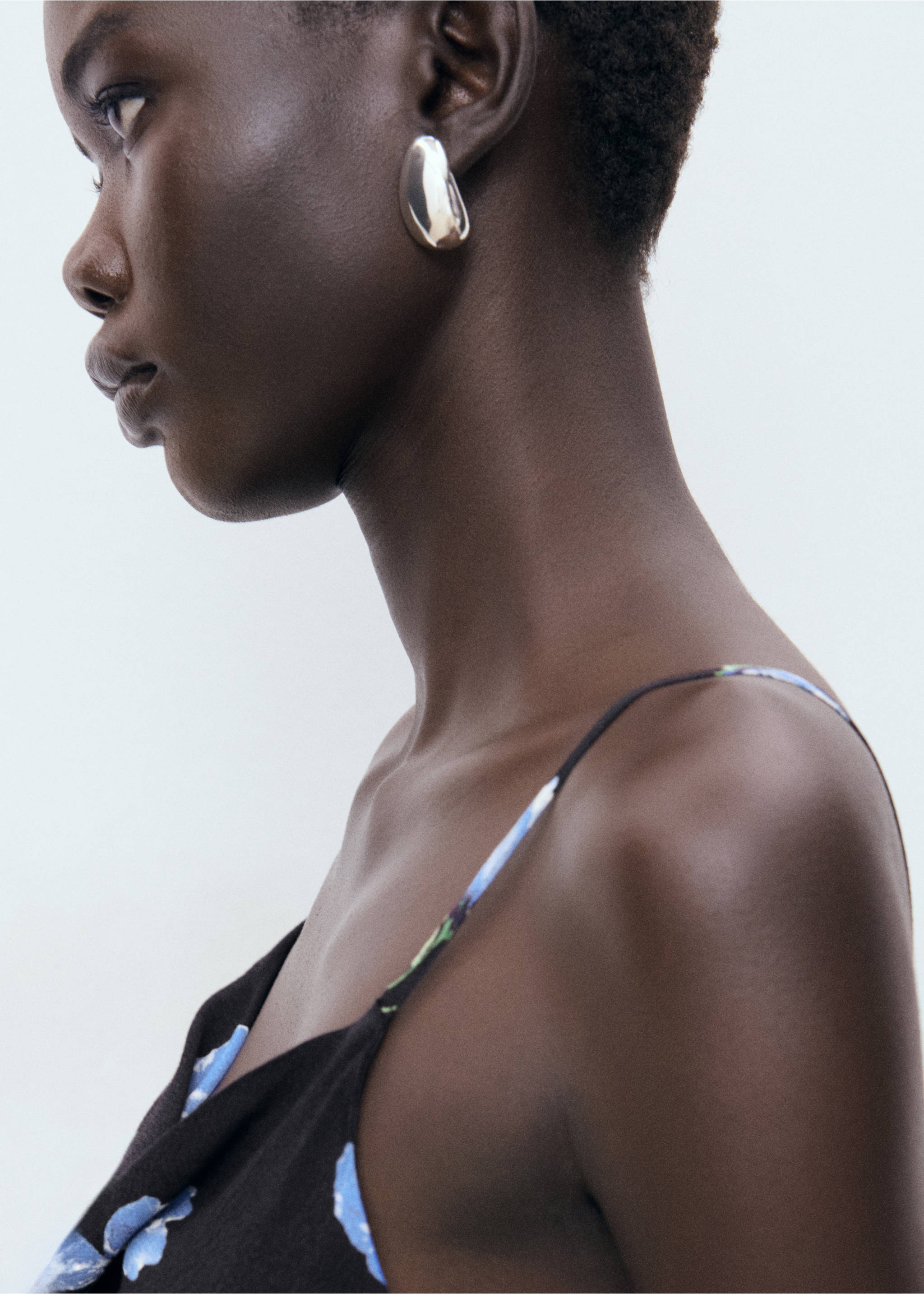 Midi-dress with draped neckline - Details of the article 1, Black. Ref: 17002542-00.