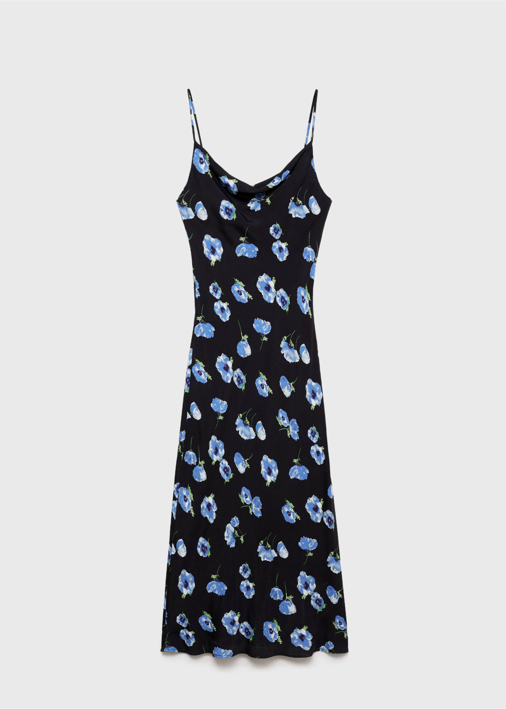 Midi-dress with draped neckline - Article without model, Black. Ref: 17002542-00.