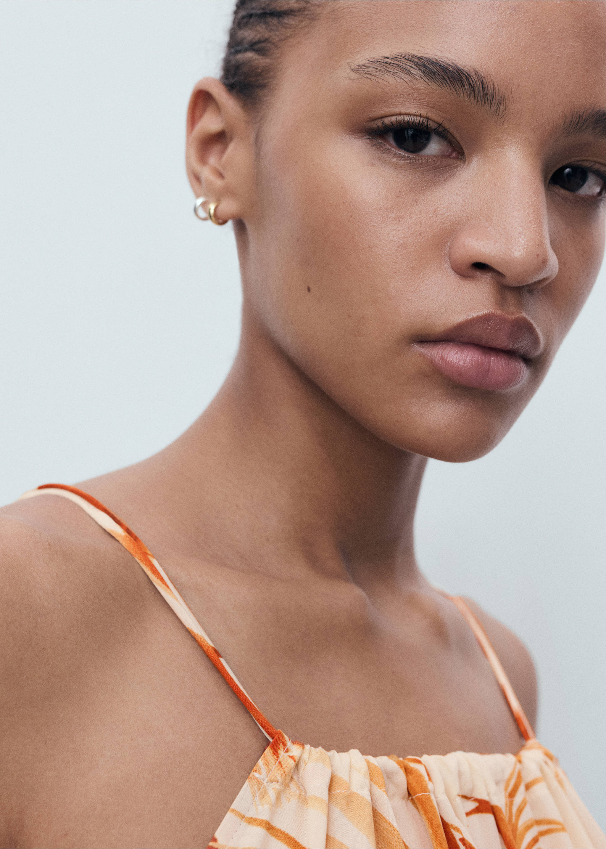 Robe à emmanchures américaines imprimé palmier - Détail de l'article 1, Marron. Ref: 17002543-00.